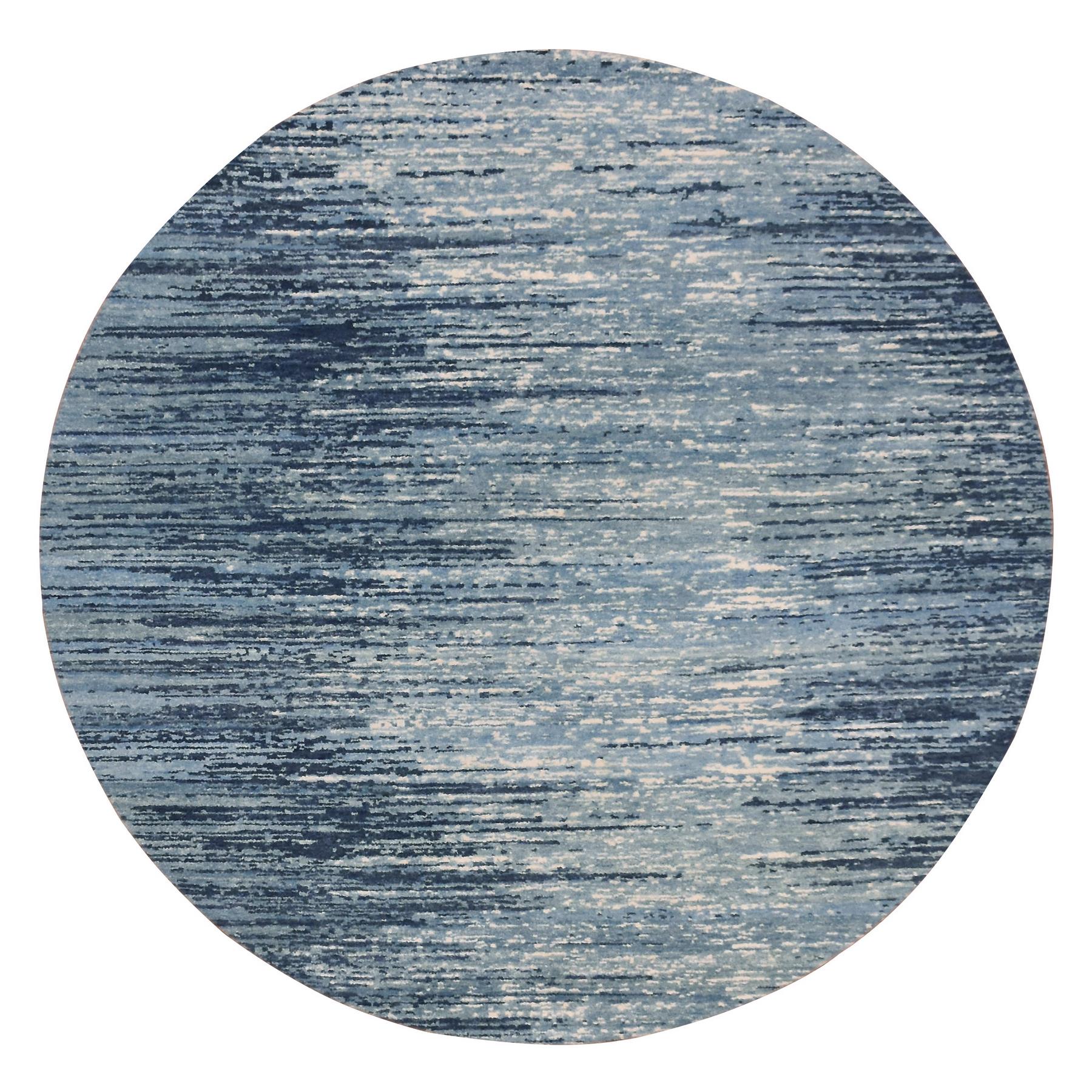Mid Century Modern Collection Hand Knotted Blue Rug No: 1133398