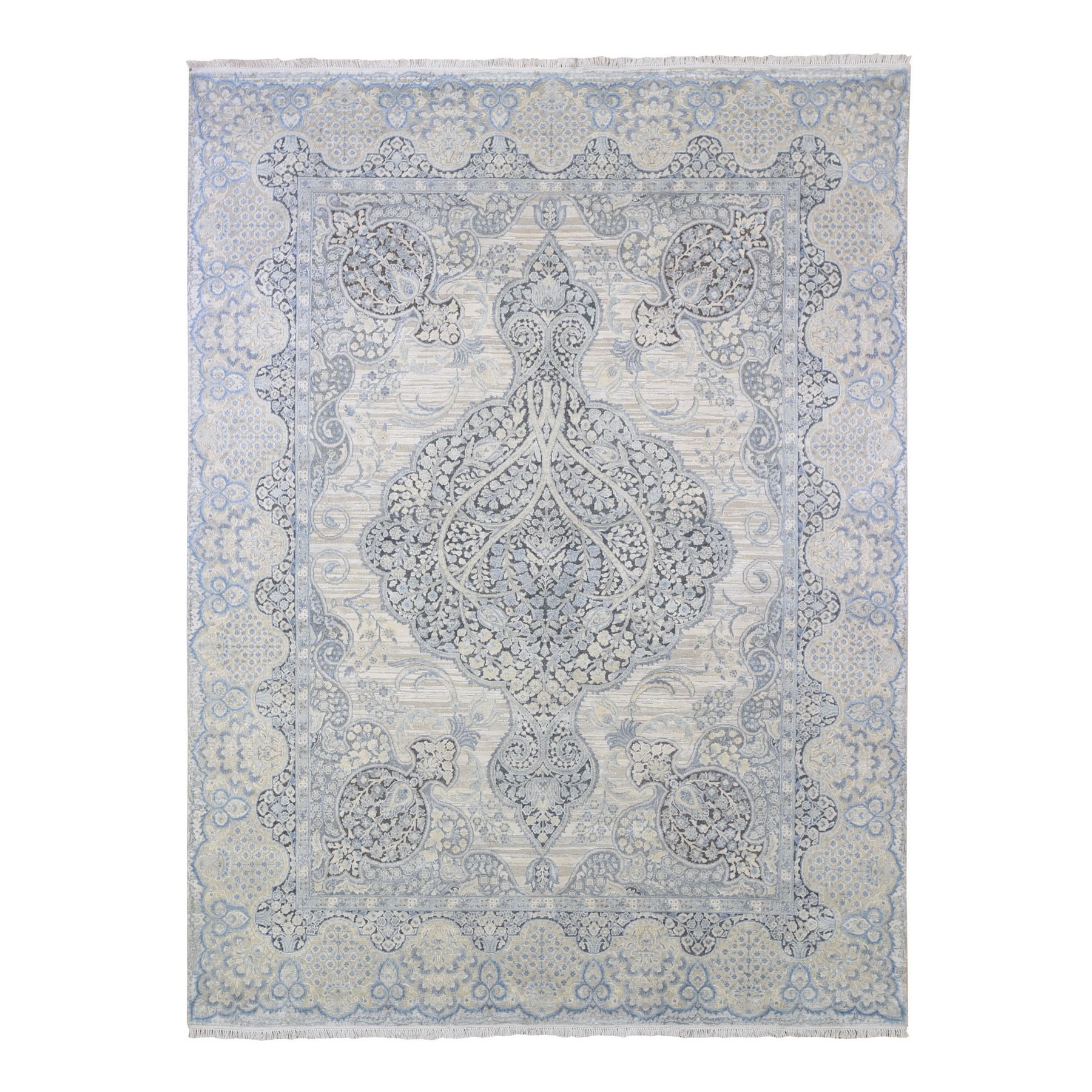 Transitional Hand Knotted Ivory Rug No: 1133432