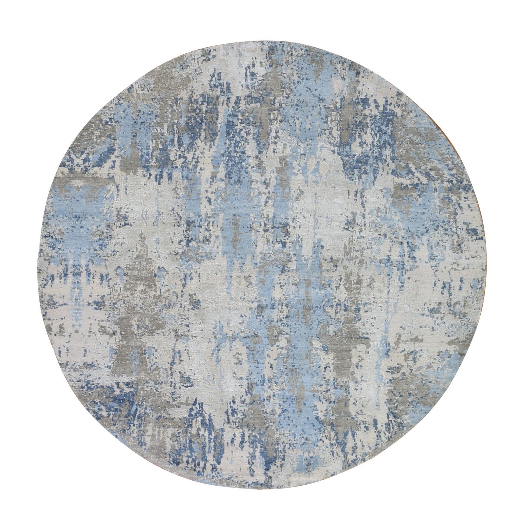 Mid Century Modern Collection Hand Knotted Blue Rug No: 1133458