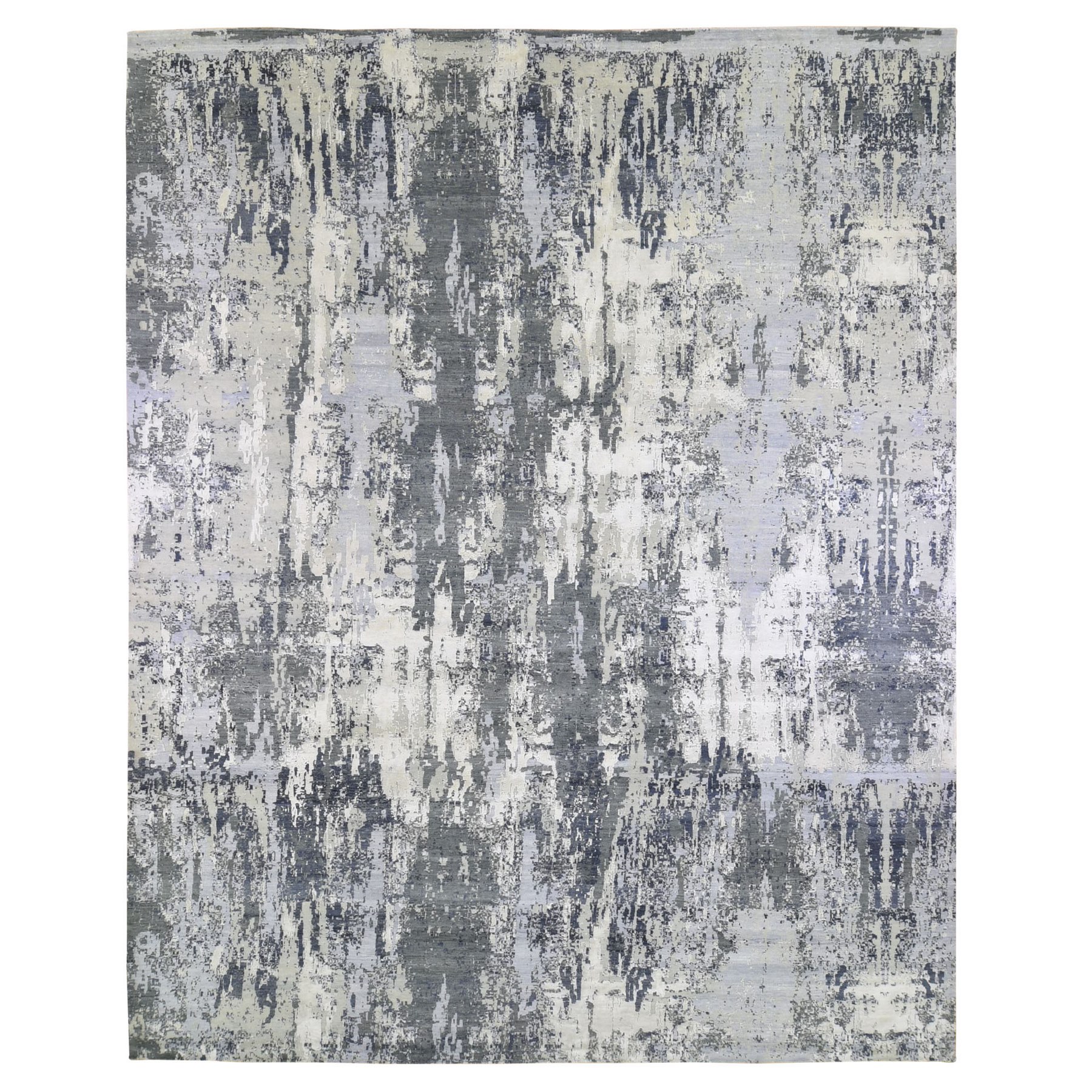 Mid Century Modern Collection Hand Knotted Grey Rug No: 1133468