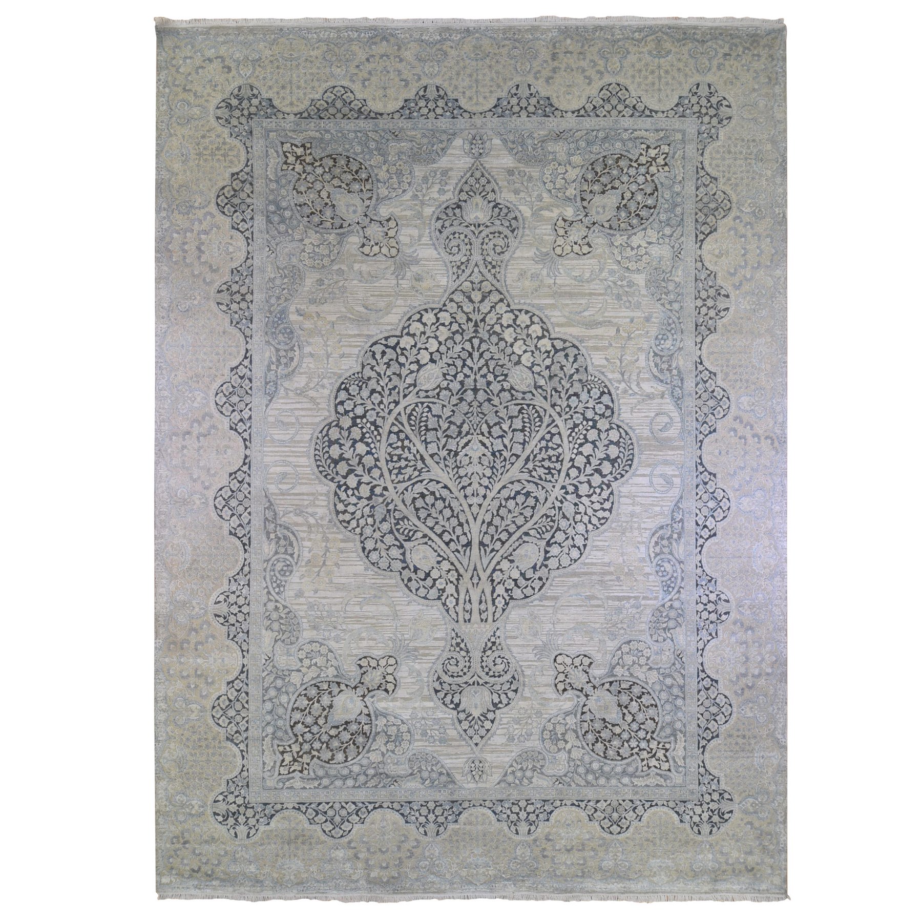 Transitional Hand Knotted Ivory Rug No: 1133470