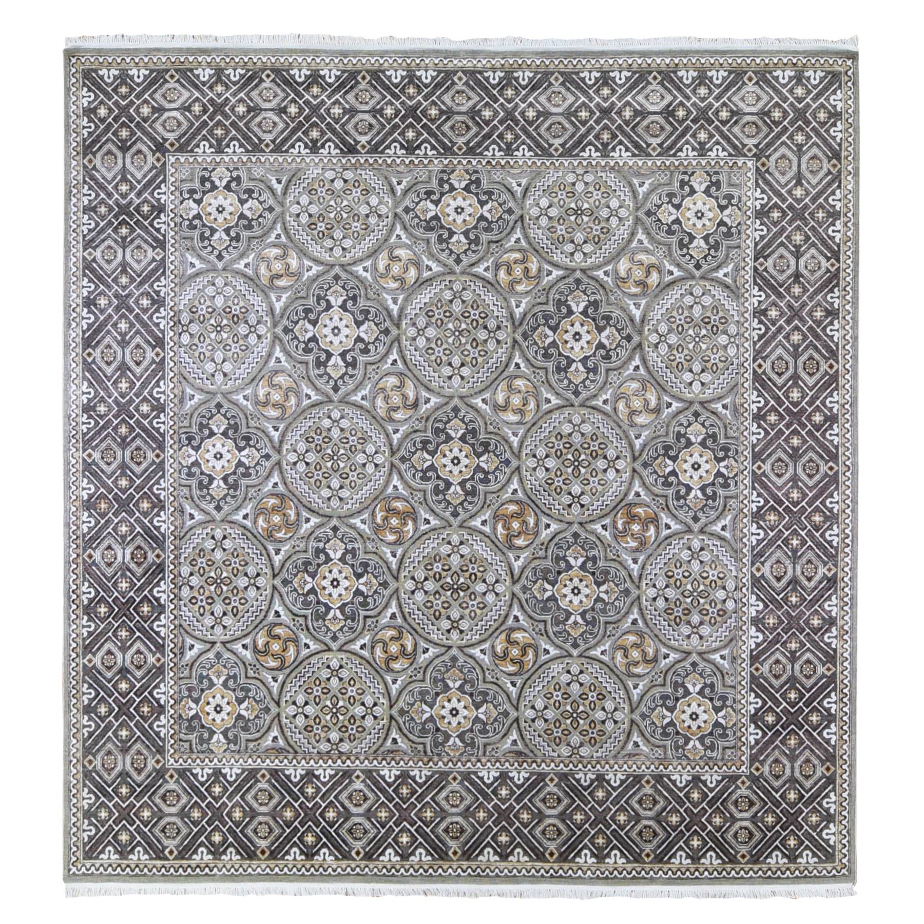 Transitional Hand Knotted Grey Rug No: 1133472
