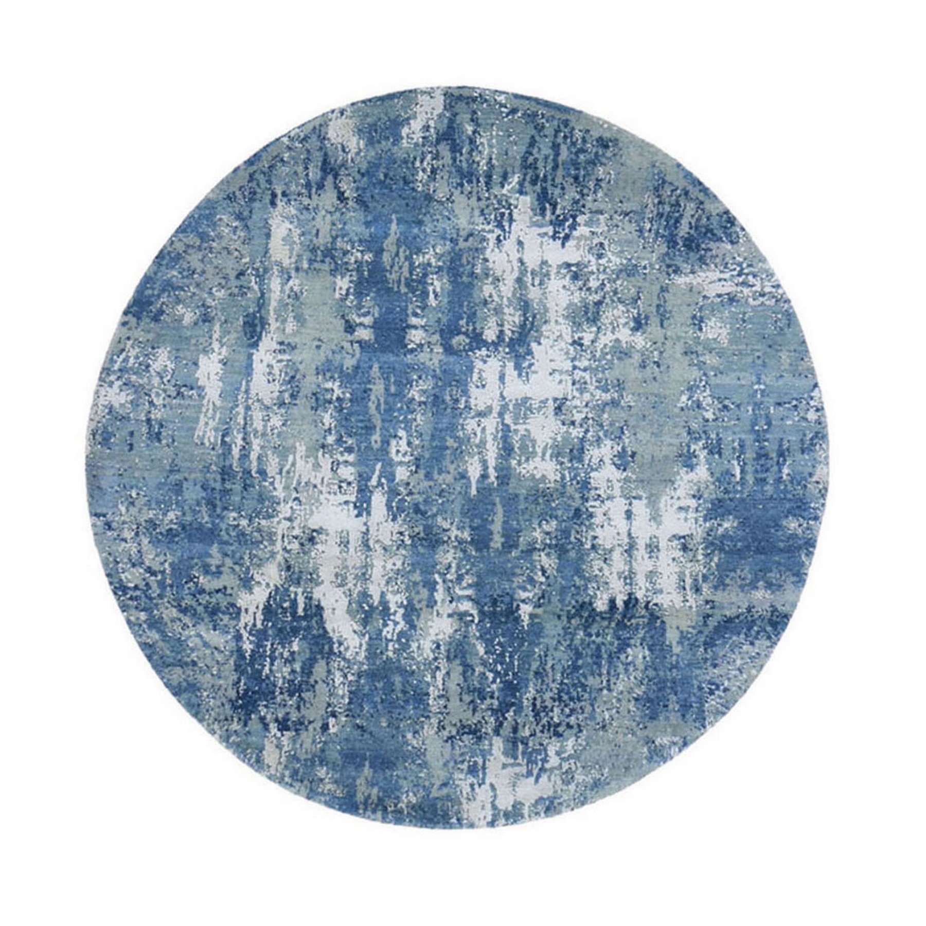 Mid Century Modern Collection Hand Knotted Blue Rug No: 1133510
