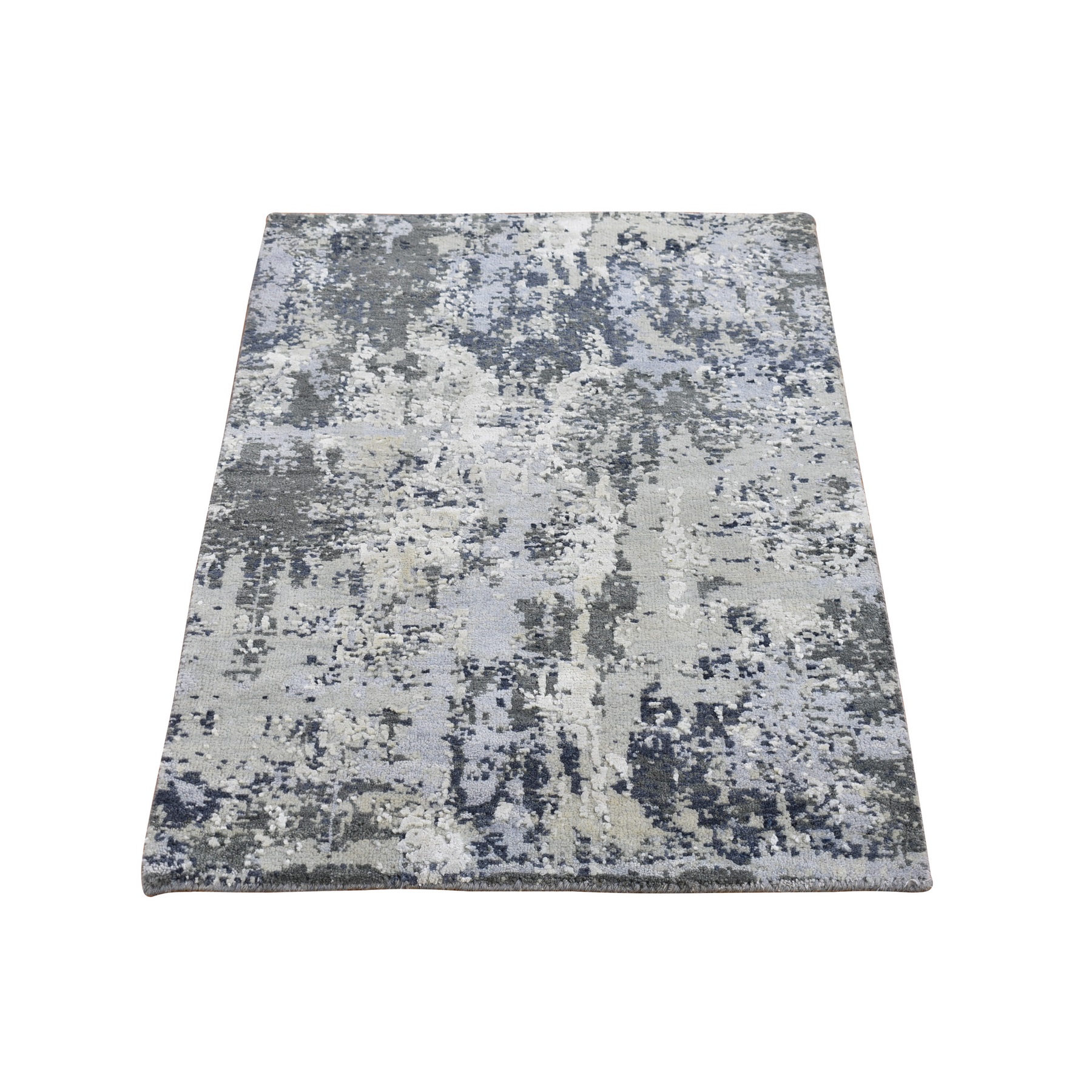 Mid Century Modern Collection Hand Knotted Grey Rug No: 1133550