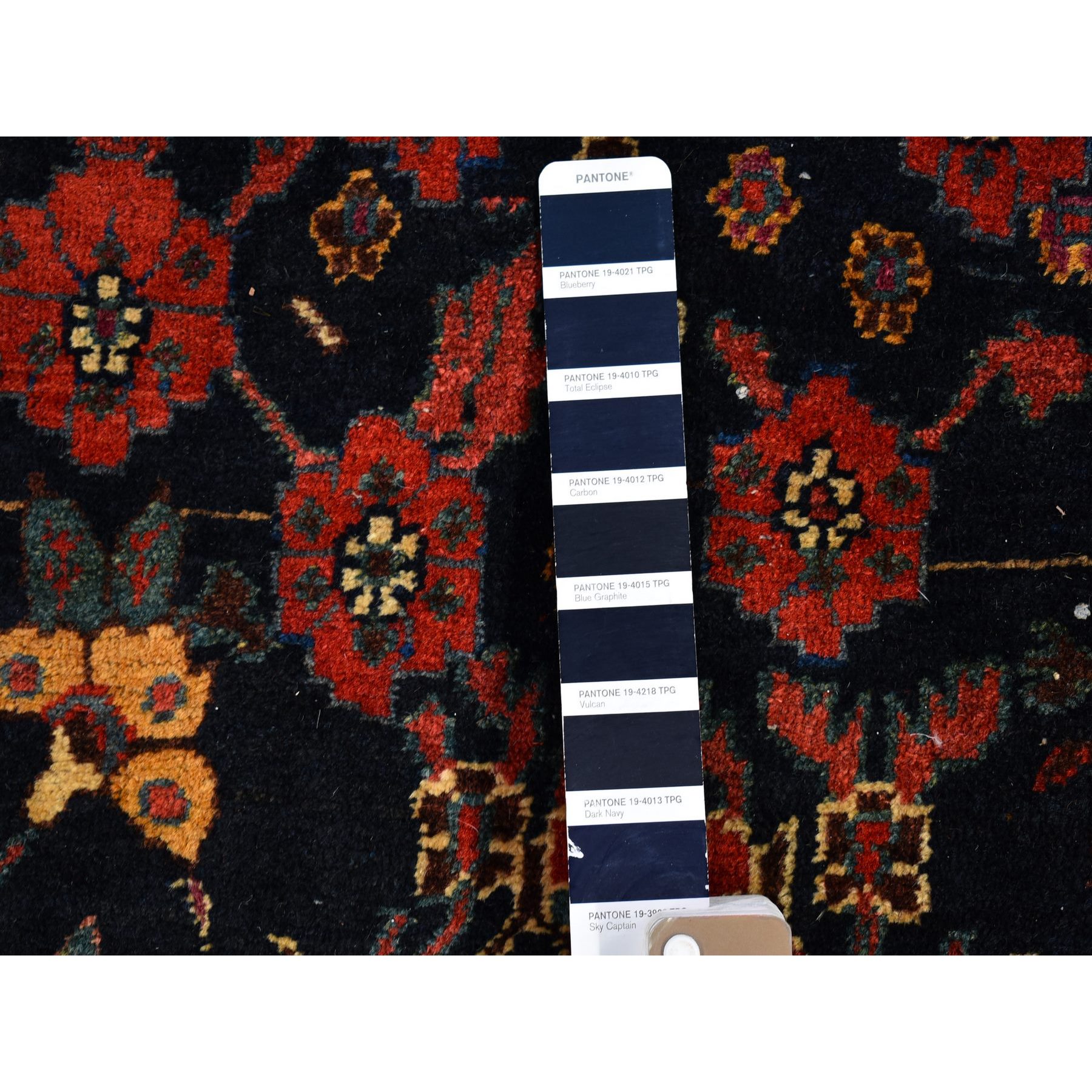 7'2"x13'1" Midnight Blue Antique Persian Bakhtiar Good Condition Longer Shape Vase and Flower All Over Design Hand Knotted Pure Wool Clean Oriental Rug Sh66809