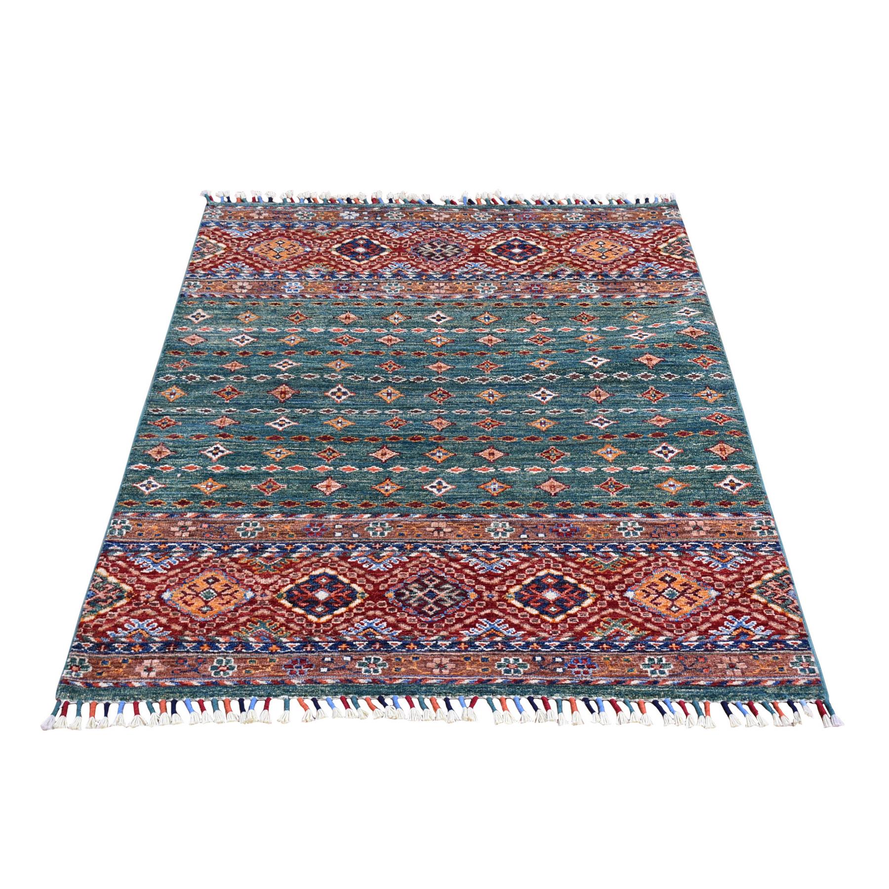 Caucasian Collection Hand Knotted Green Rug No: 1133652
