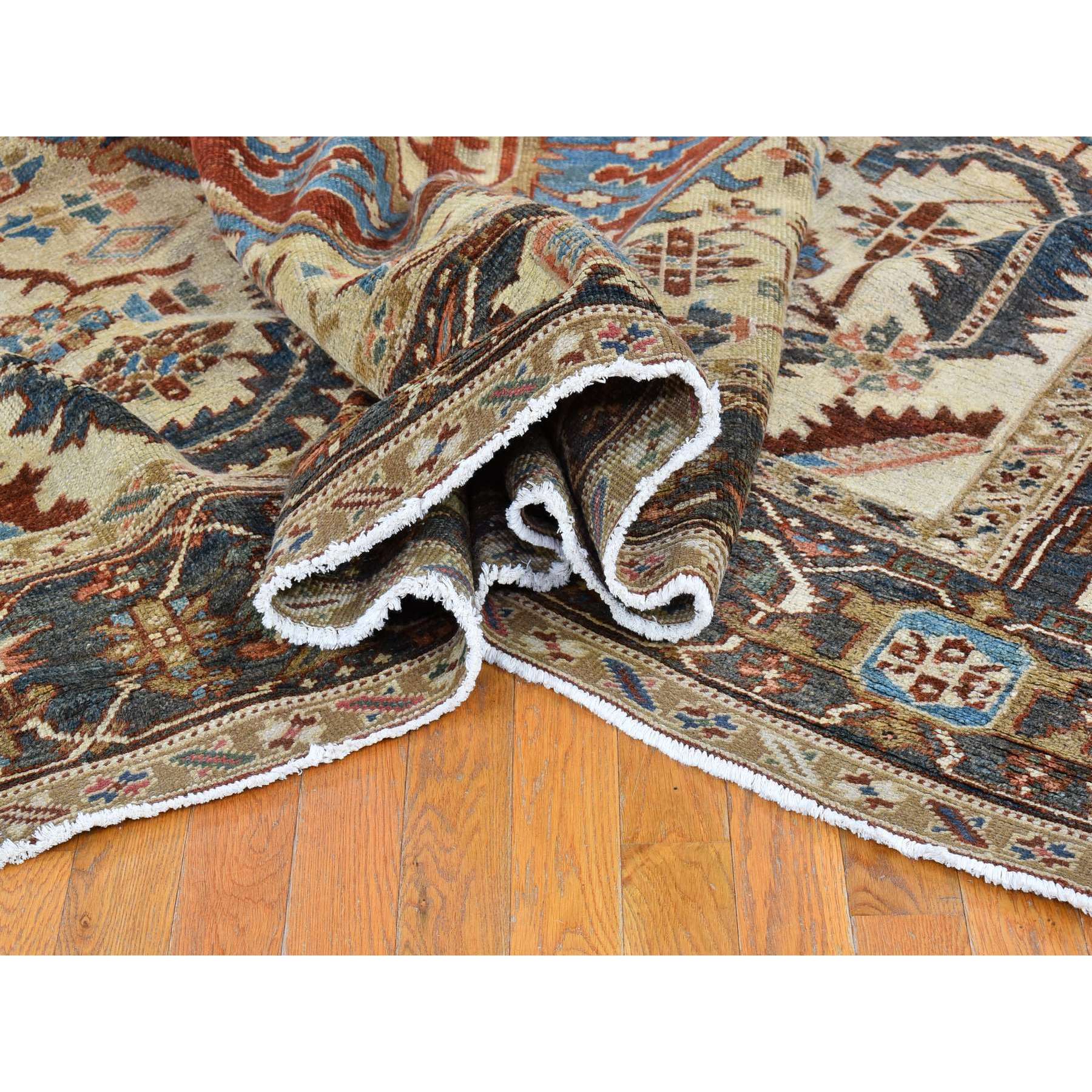 9'5"x12'7" Terracotta Antique Persian Heriz Good Condition Serrated Leaf Design Natural Wool Clean Hand Knotted Oriental Rug Sh66839