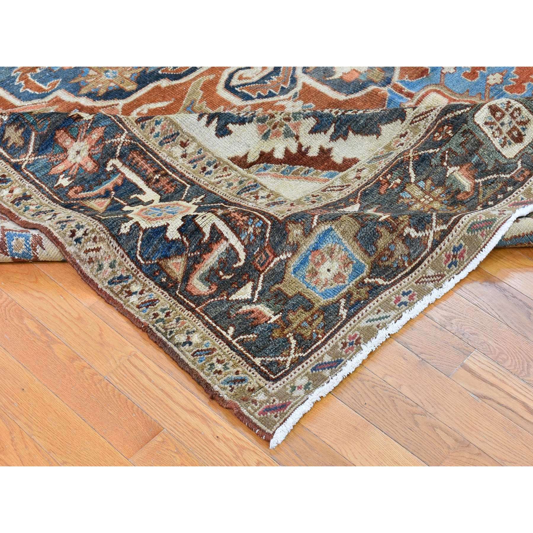 9'5"x12'7" Terracotta Antique Persian Heriz Good Condition Serrated Leaf Design Natural Wool Clean Hand Knotted Oriental Rug Sh66839