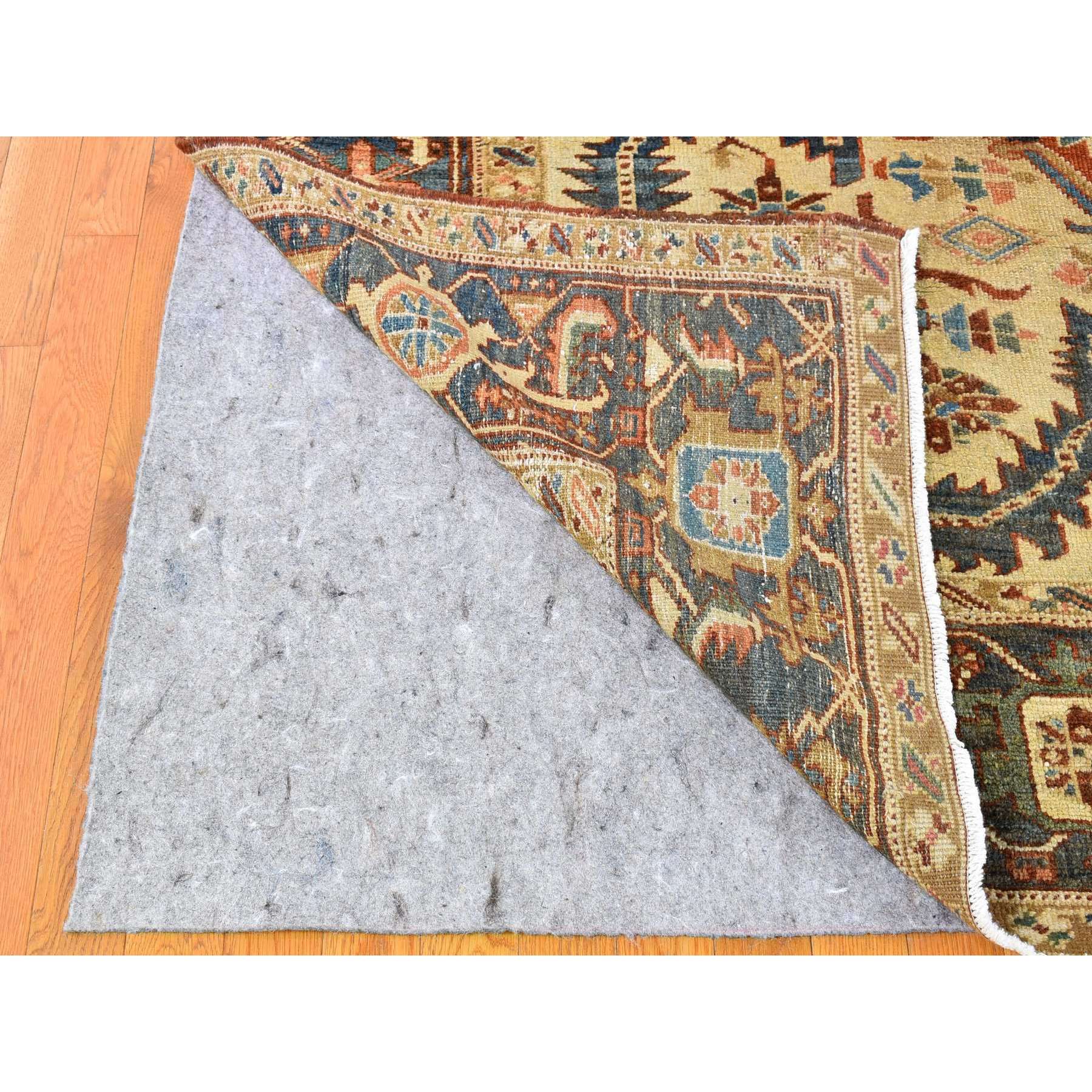 9'5"x12'7" Terracotta Antique Persian Heriz Good Condition Serrated Leaf Design Natural Wool Clean Hand Knotted Oriental Rug Sh66839