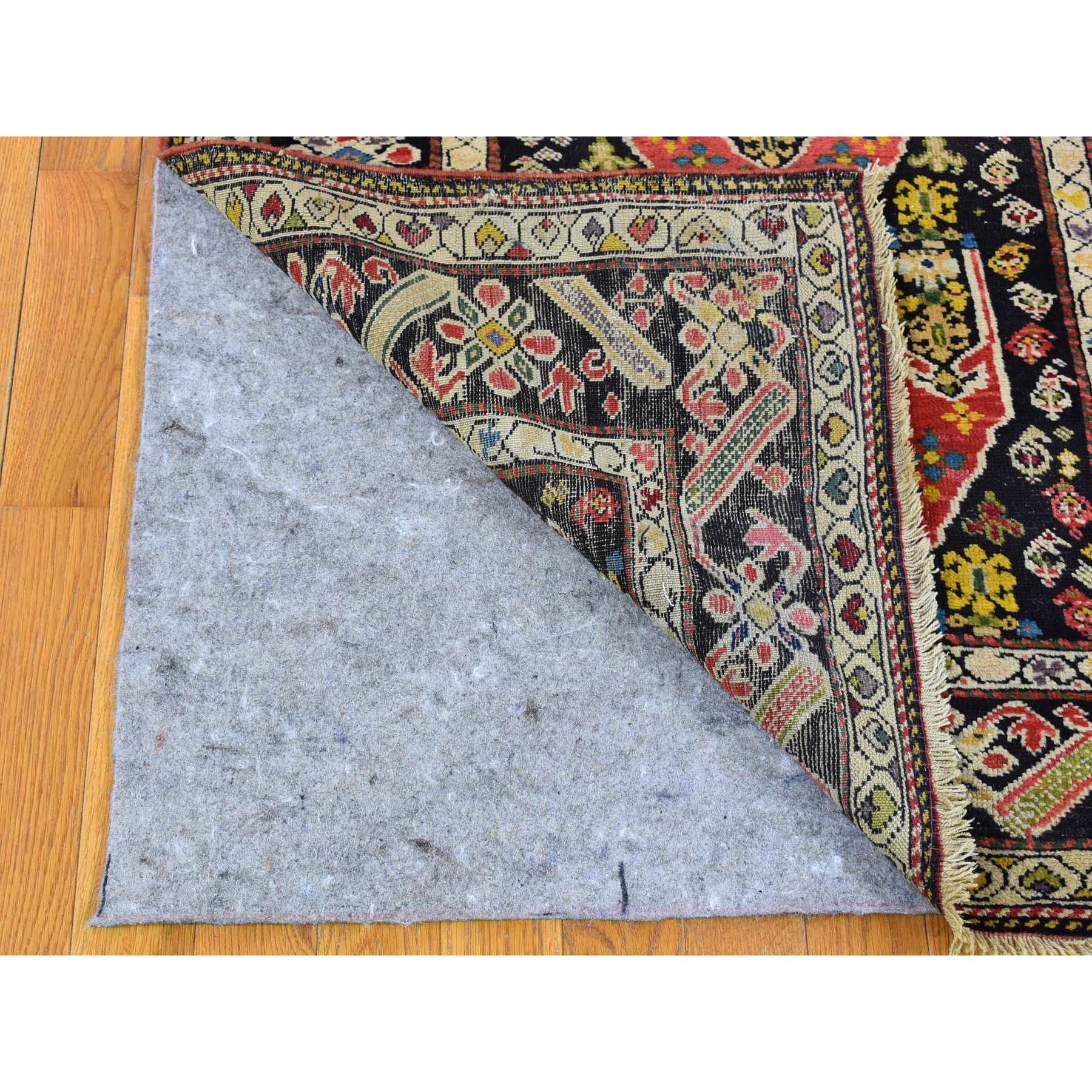 3'1"x14'3" Green Antique Caucasian Wide Runner High KPSI, Good Condition with Hand Knotted Chocolate Brown Pure Wool Oriental Rug Sh66842