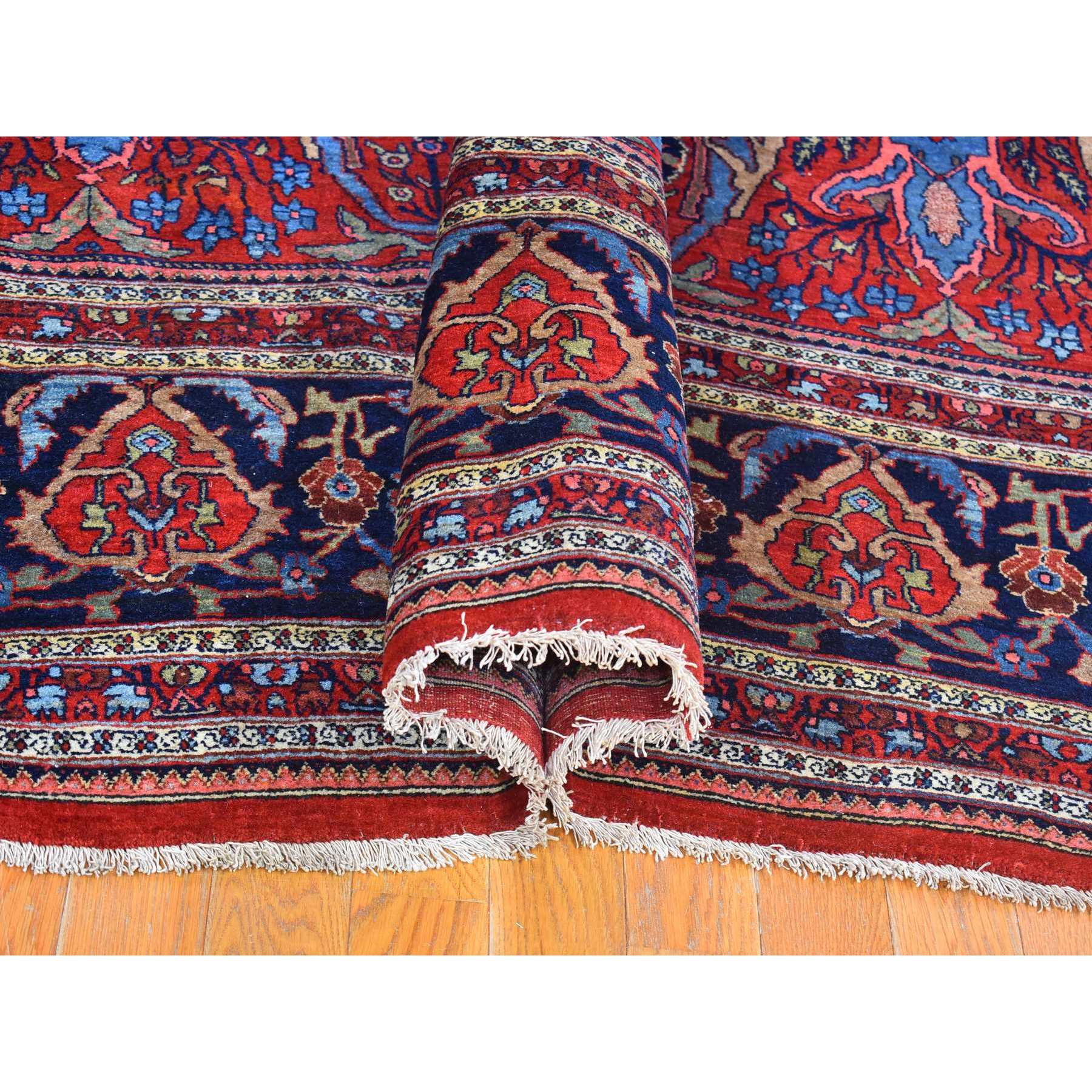 12'5"x13'9" Tomato Red Antique Persian Bijar XL Squarish Size All Over Garus Design Full Pile Clean and Soft Pure Wool Hand Knotted Oriental Rug Sh66865