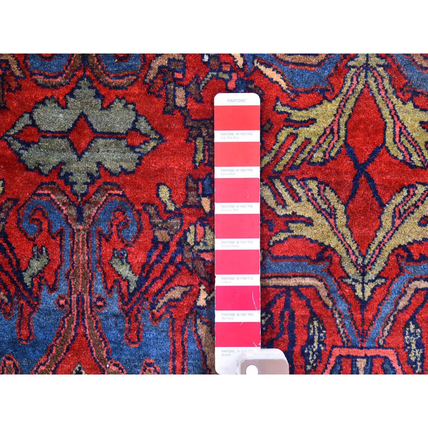 12'5"x13'9" Tomato Red Antique Persian Bijar XL Squarish Size All Over Garus Design Full Pile Clean and Soft Pure Wool Hand Knotted Oriental Rug Sh66865