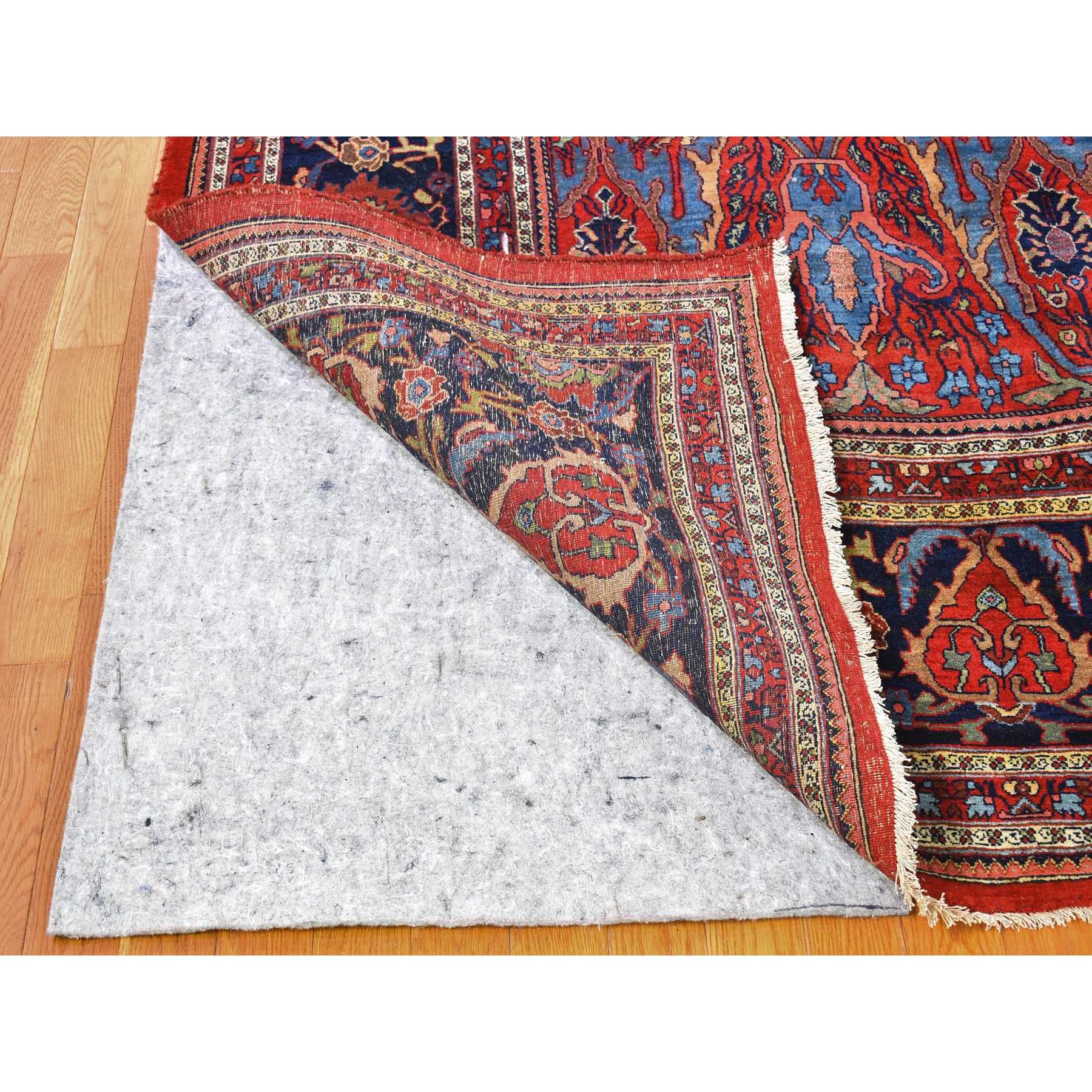 12'5"x13'9" Tomato Red Antique Persian Bijar XL Squarish Size All Over Garus Design Full Pile Clean and Soft Pure Wool Hand Knotted Oriental Rug Sh66865