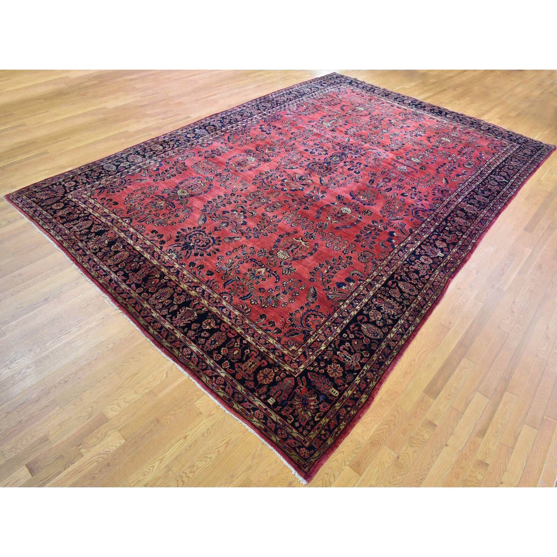 12'4"x19'3" Red Oversized Antique Persian Moharajan Sarouk Full Pile and Soft Hand Knotted Oriental Rug Sh66991