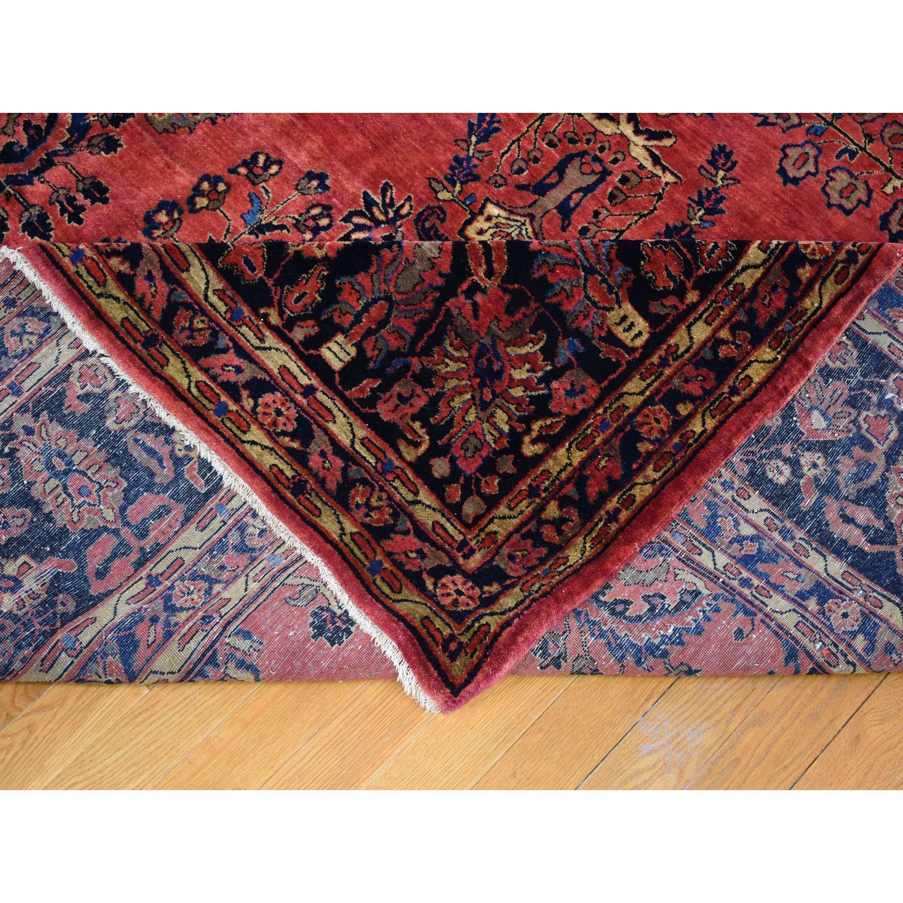 12'4"x19'3" Red Oversized Antique Persian Moharajan Sarouk Full Pile and Soft Hand Knotted Oriental Rug Sh66991