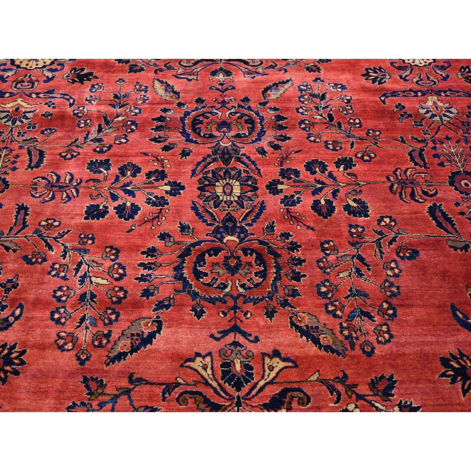 12'4"x19'3" Red Oversized Antique Persian Moharajan Sarouk Full Pile and Soft Hand Knotted Oriental Rug Sh66991
