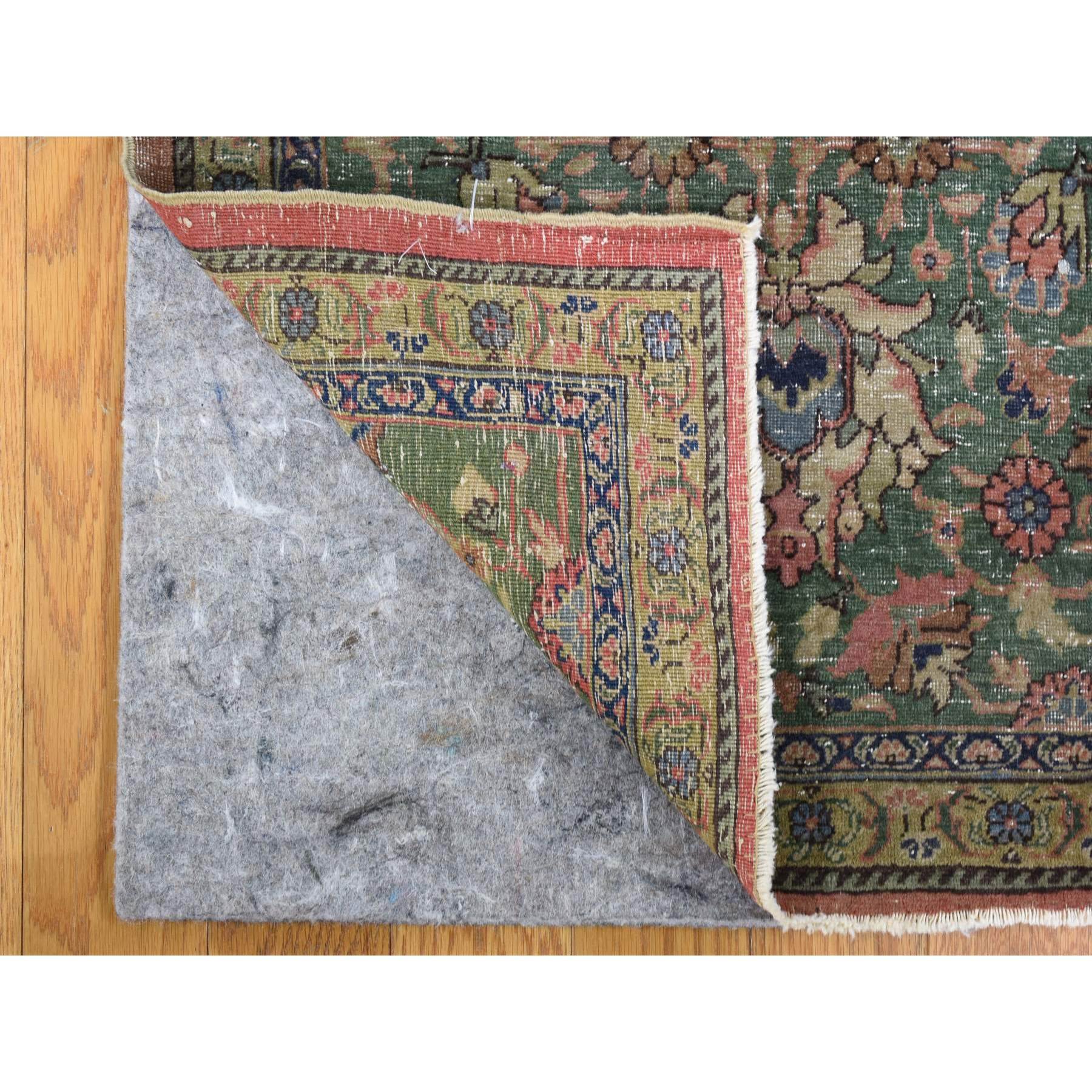 9'2"x19'2" Pink Hand Knotted Antique Turkish Sivas Worn and Distressed, Clean Pure Wool Long and Narrow Gallery Size Oriental Rug Sh66995