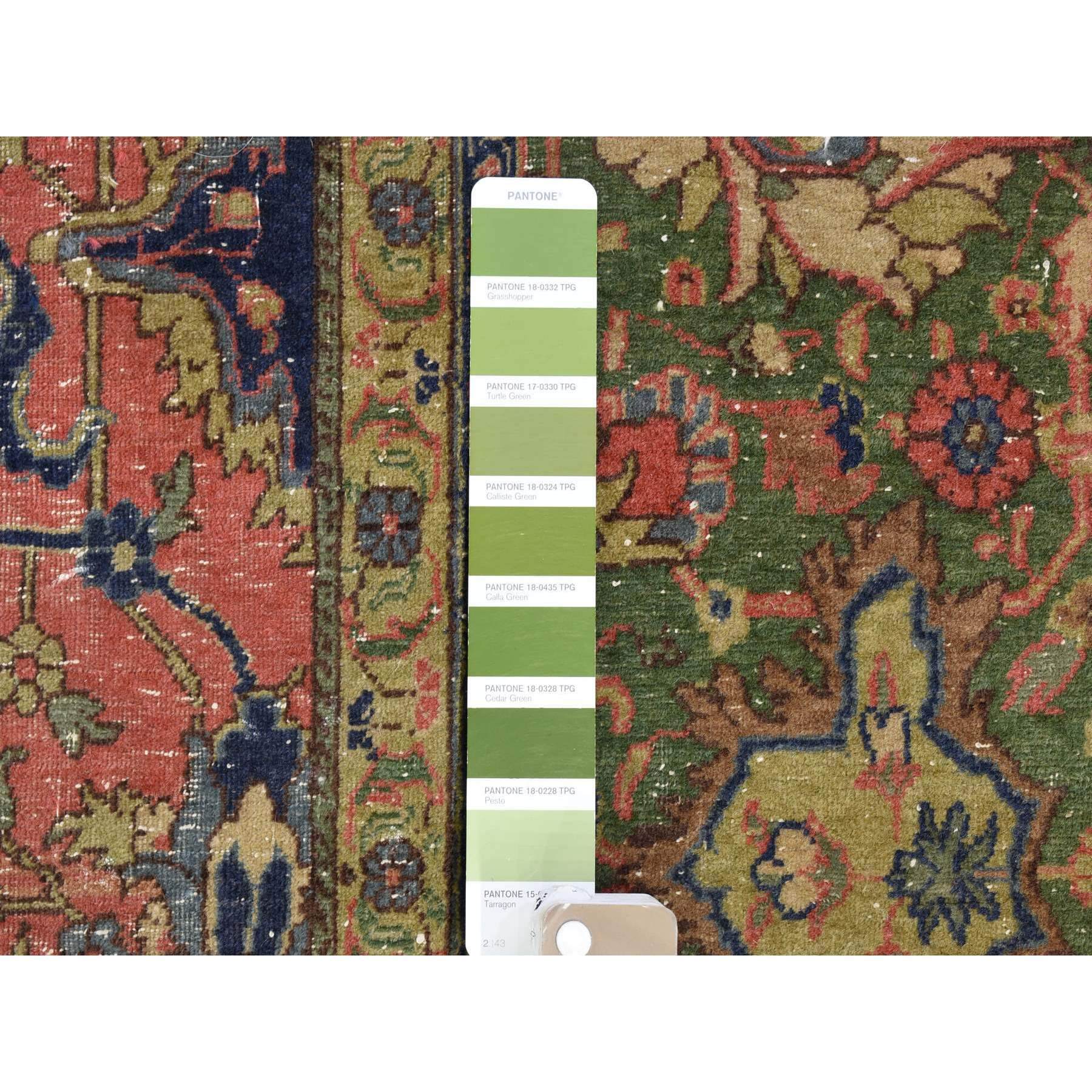 9'2"x19'2" Pink Hand Knotted Antique Turkish Sivas Worn and Distressed, Clean Pure Wool Long and Narrow Gallery Size Oriental Rug Sh66995