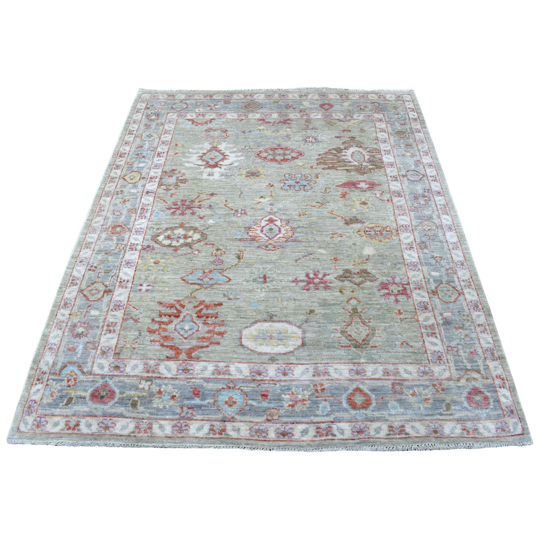 Agra And Turkish Collection Hand Knotted Green Rug No: 1134210