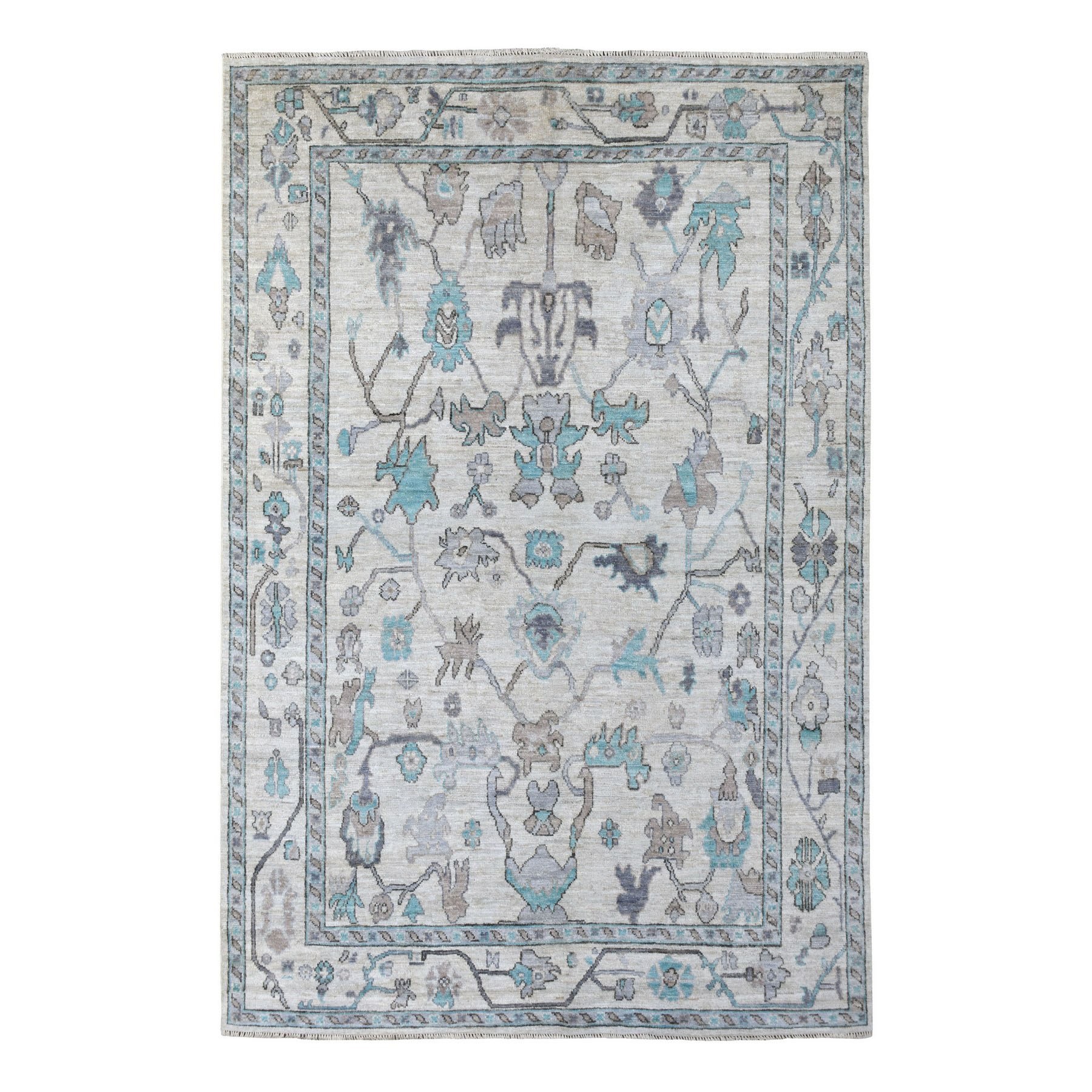 Agra And Turkish Collection Hand Knotted Grey Rug No: 1134674