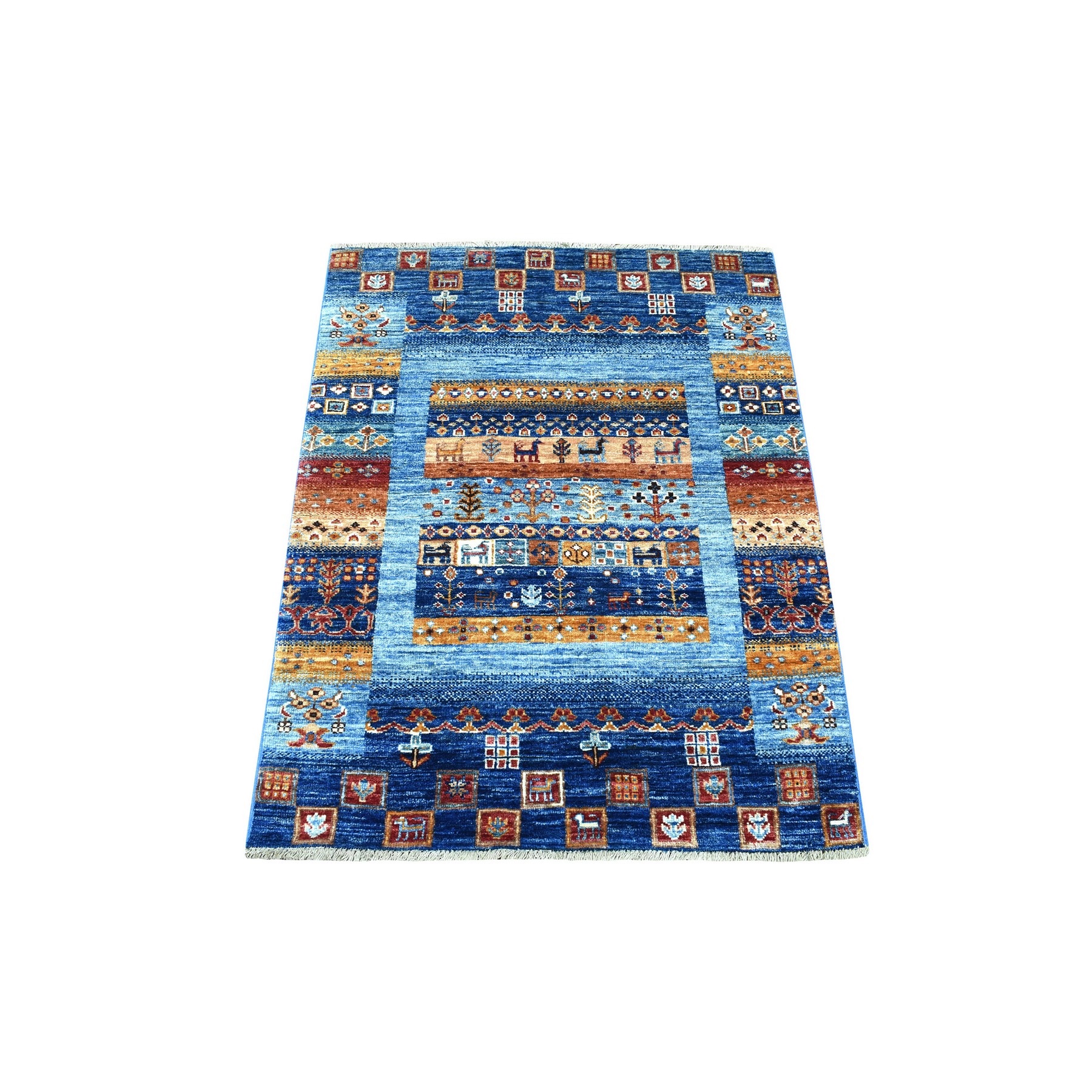 Nomadic And Village Collection Hand Stitched Blue Rug No: 1135056