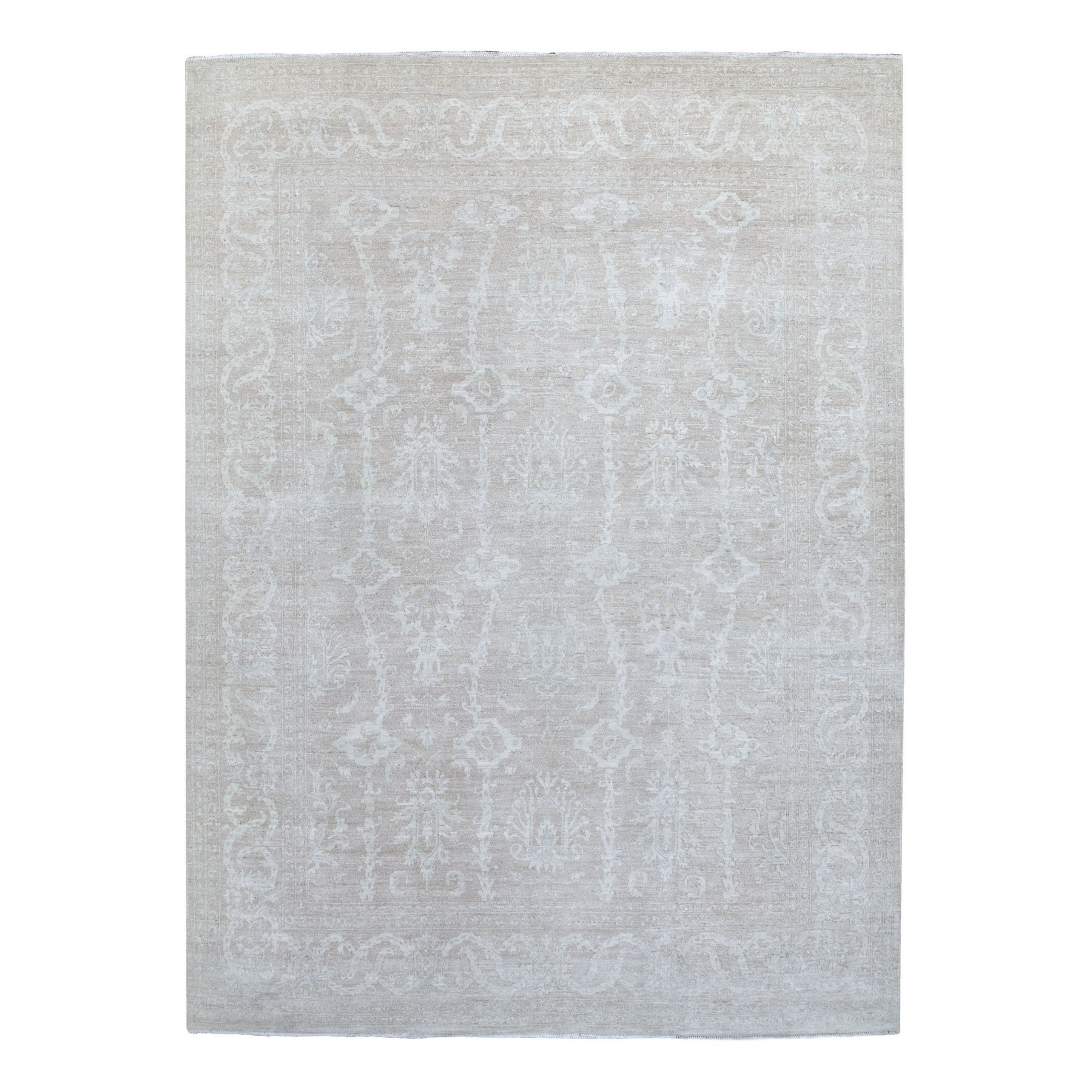 Agra And Turkish Collection Hand Knotted Ivory Rug No: 1135366
