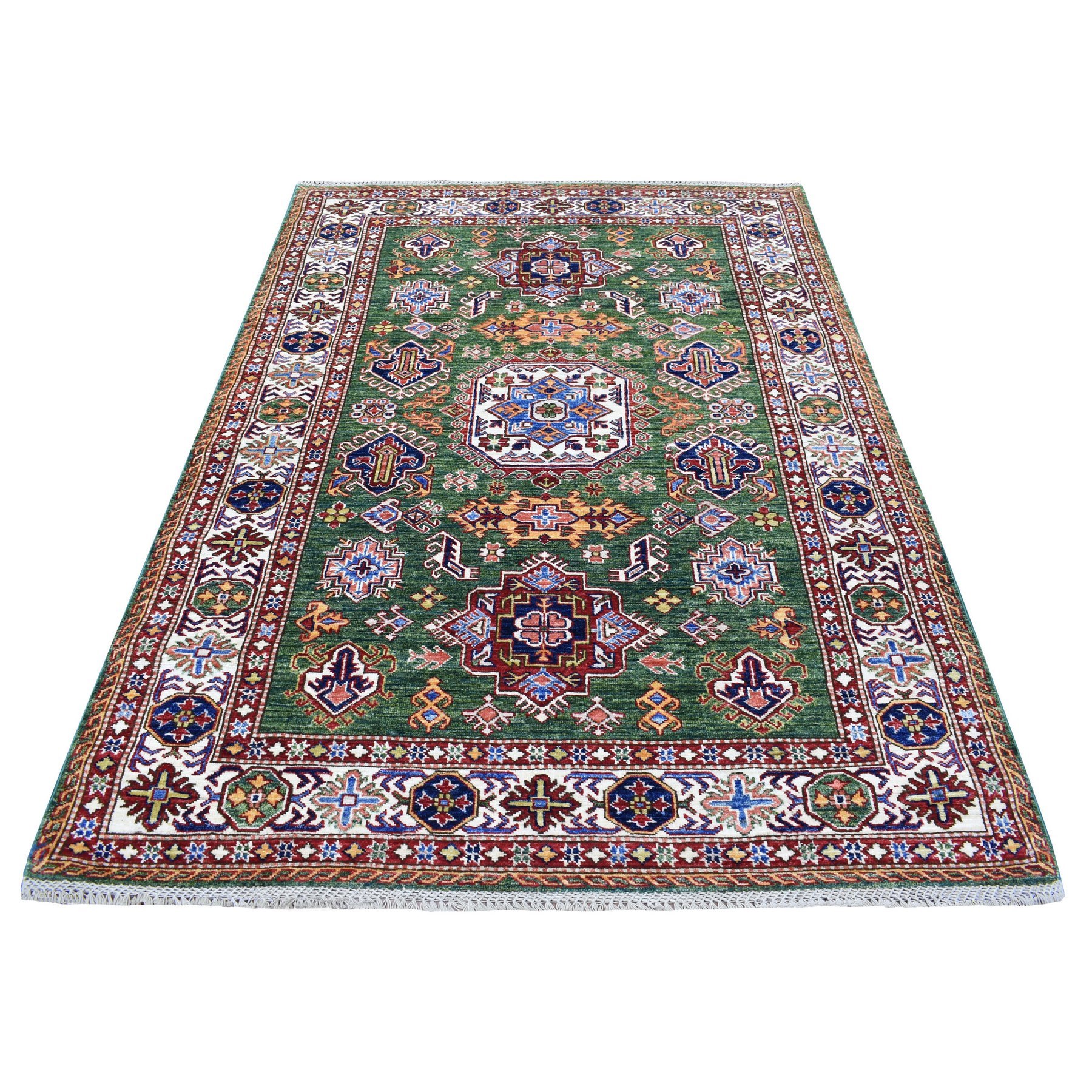 Caucasian Collection Hand Knotted Green Rug No: 1135466