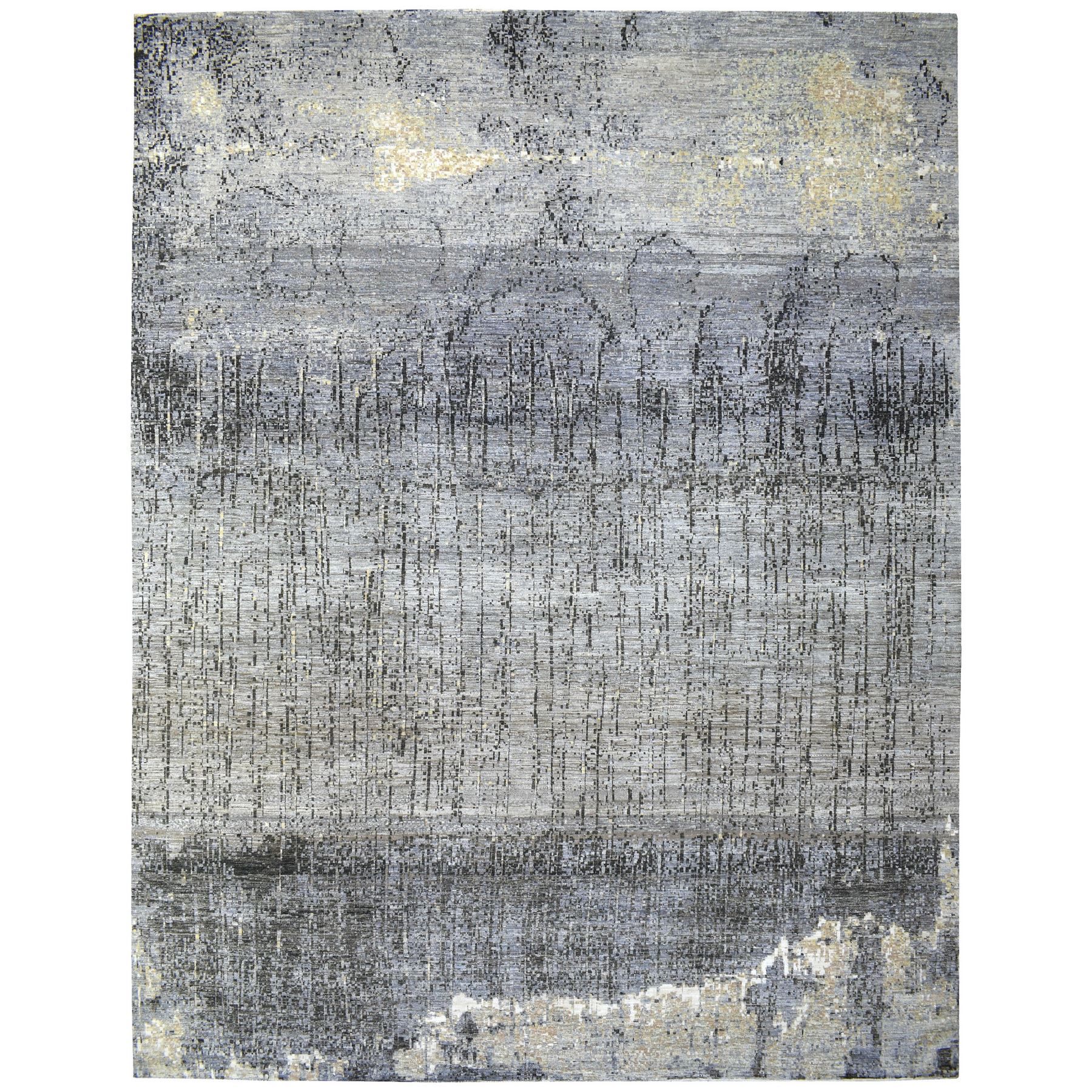Mid Century Modern Collection Hand Knotted Grey Rug No: 1135492