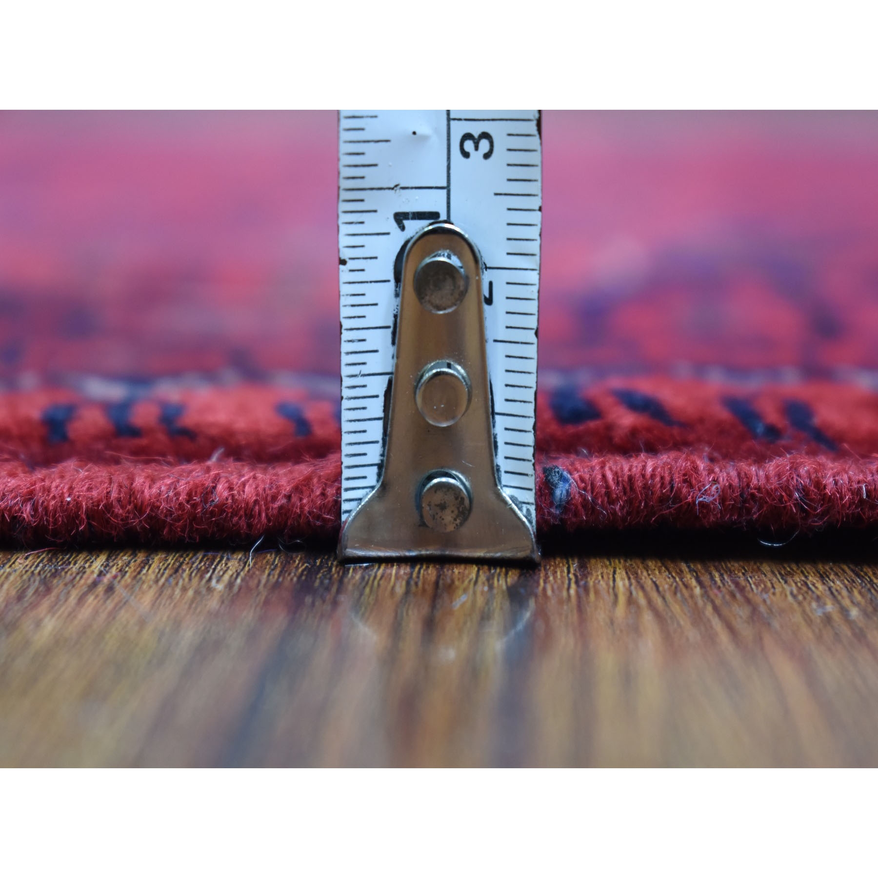4'1"x5'9" Afghan Khamyab Denser Weave with Shiny Wool Hand Knotted Deep and Saturated Red Oriental Rug Sh67811