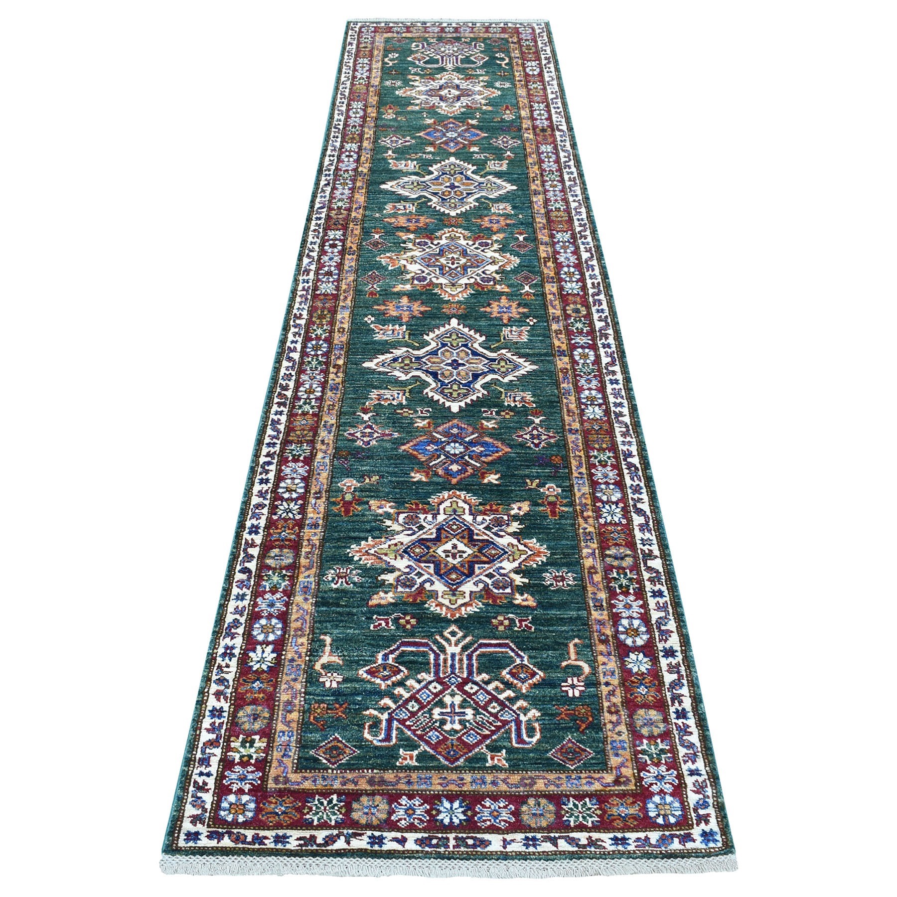 Caucasian Collection Hand Knotted Green Rug No: 1135878