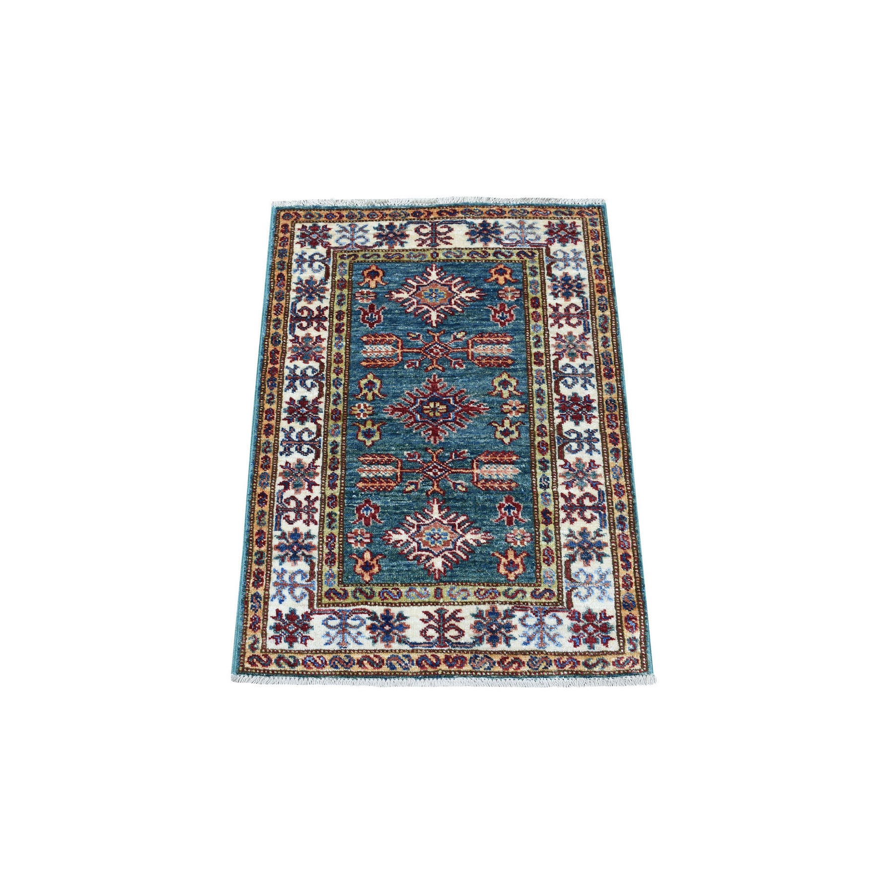 Caucasian Collection Hand Knotted Green Rug No: 1136210