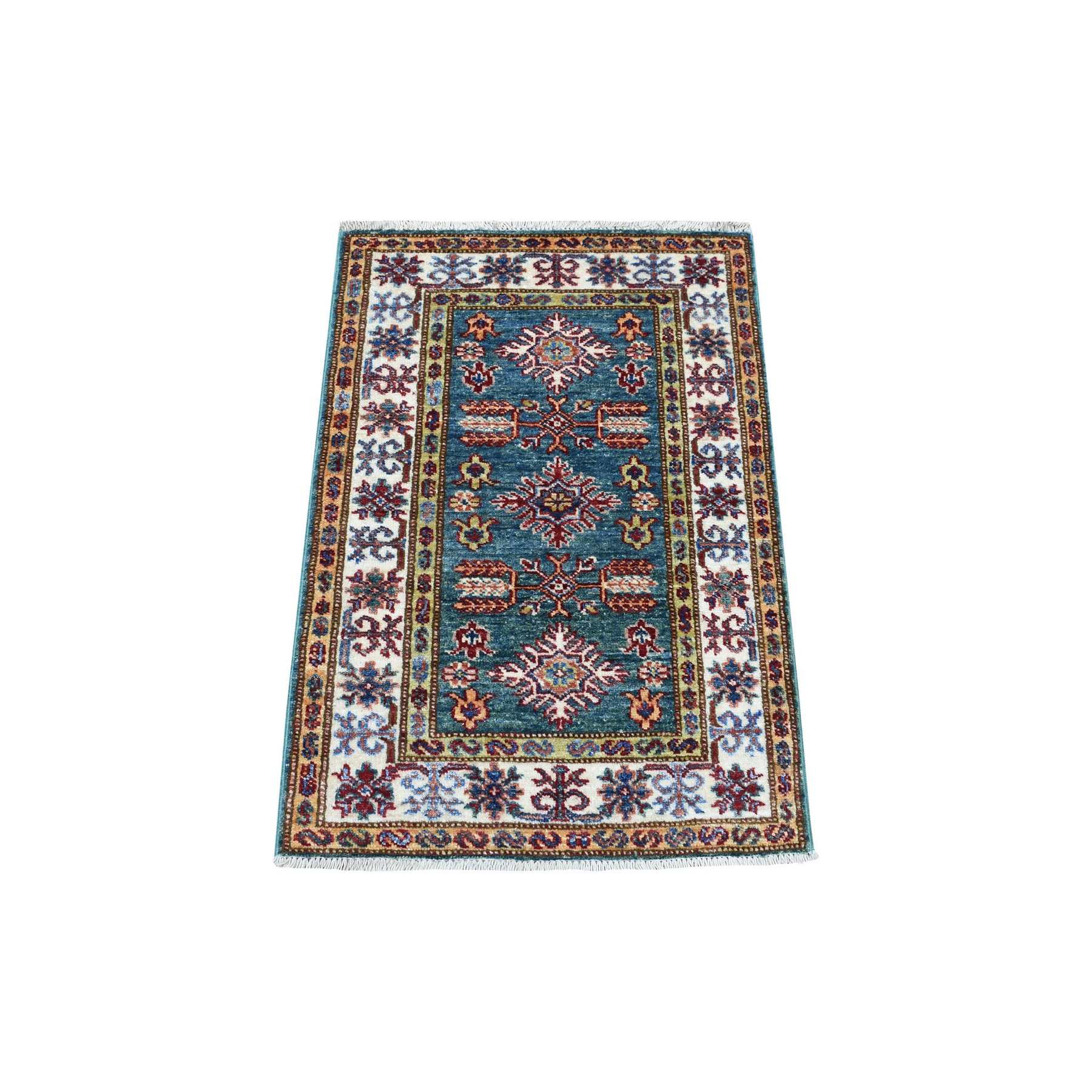 Caucasian Collection Hand Knotted Green Rug No: 1136264