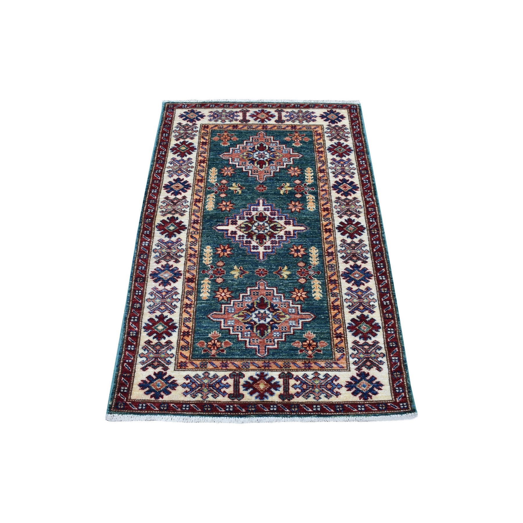 Caucasian Collection Hand Knotted Green Rug No: 1136330