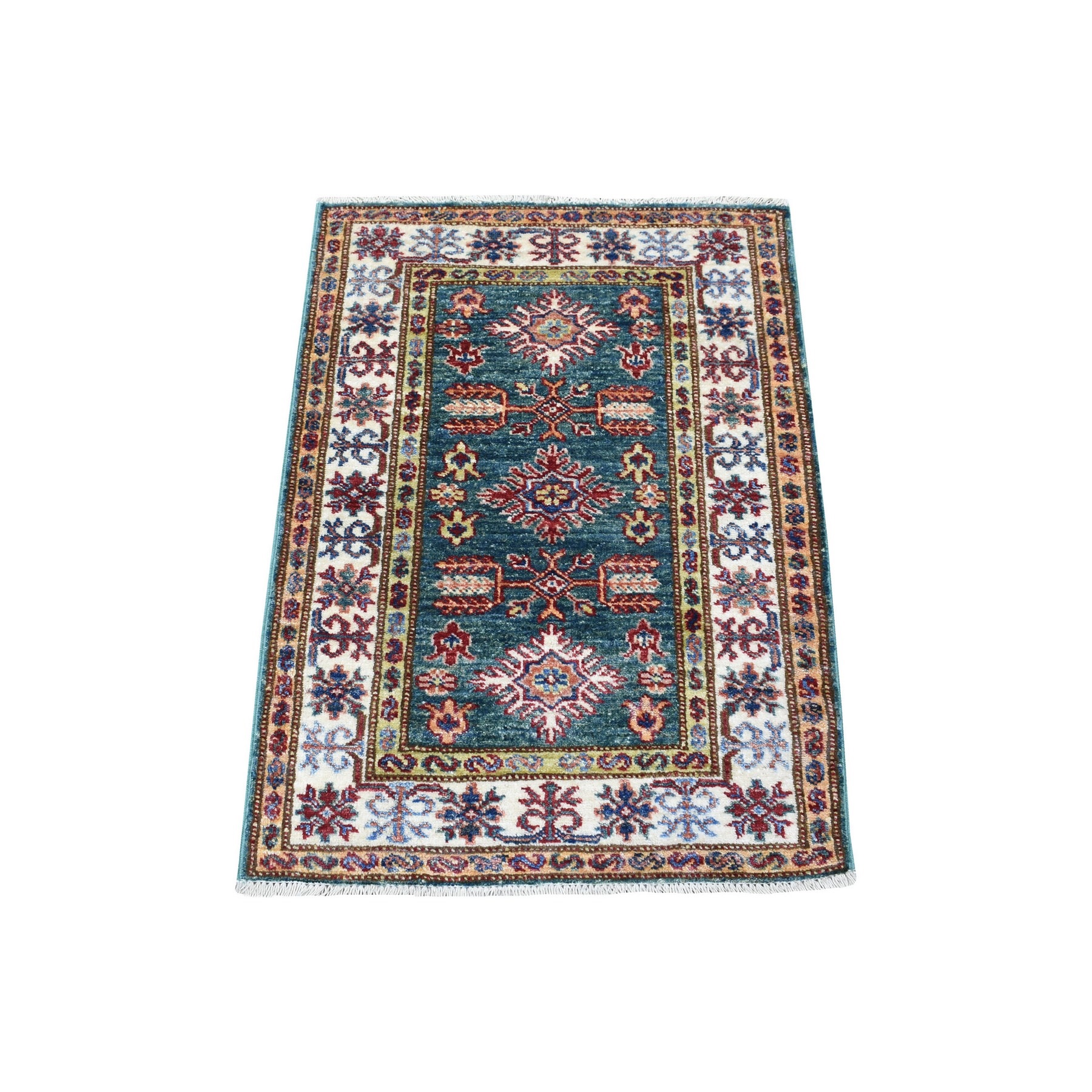 Caucasian Collection Hand Knotted Green Rug No: 1136400