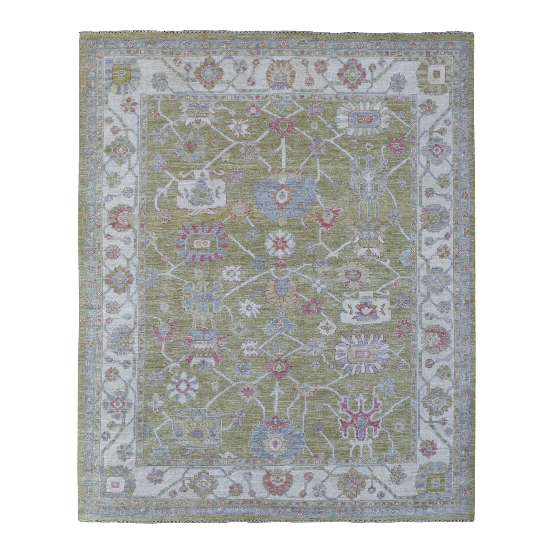 Agra And Turkish Collection Hand Knotted Green Rug No: 1136426