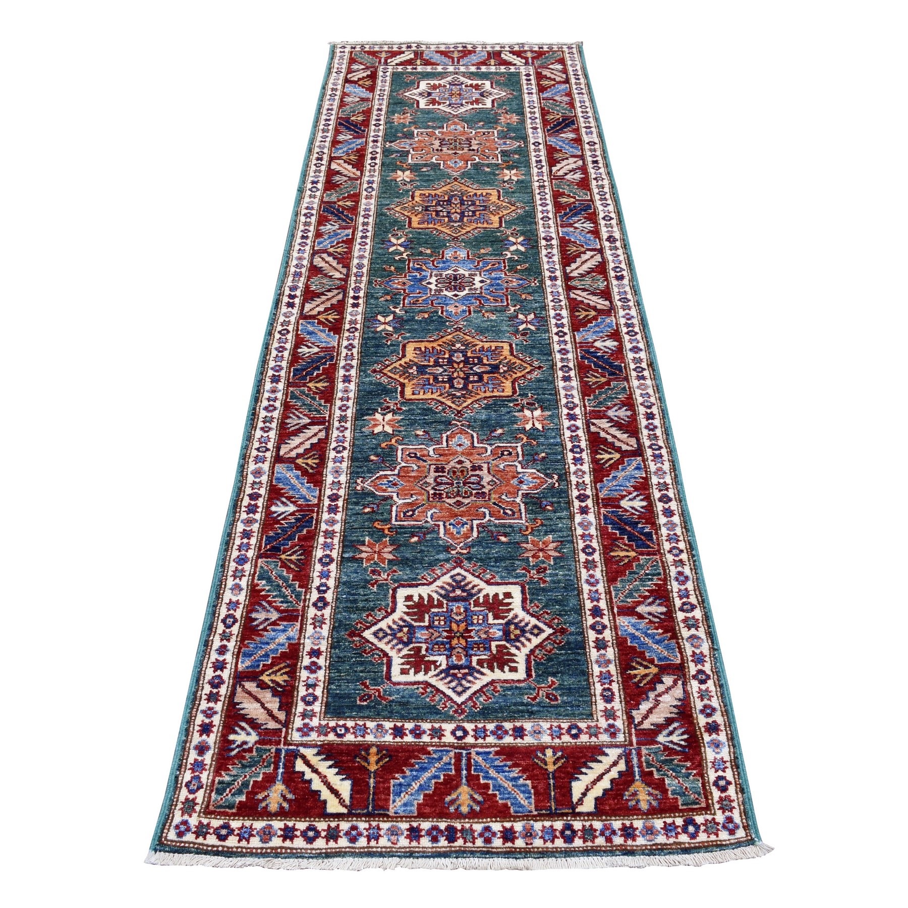 Caucasian Collection Hand Knotted Green Rug No: 1136552