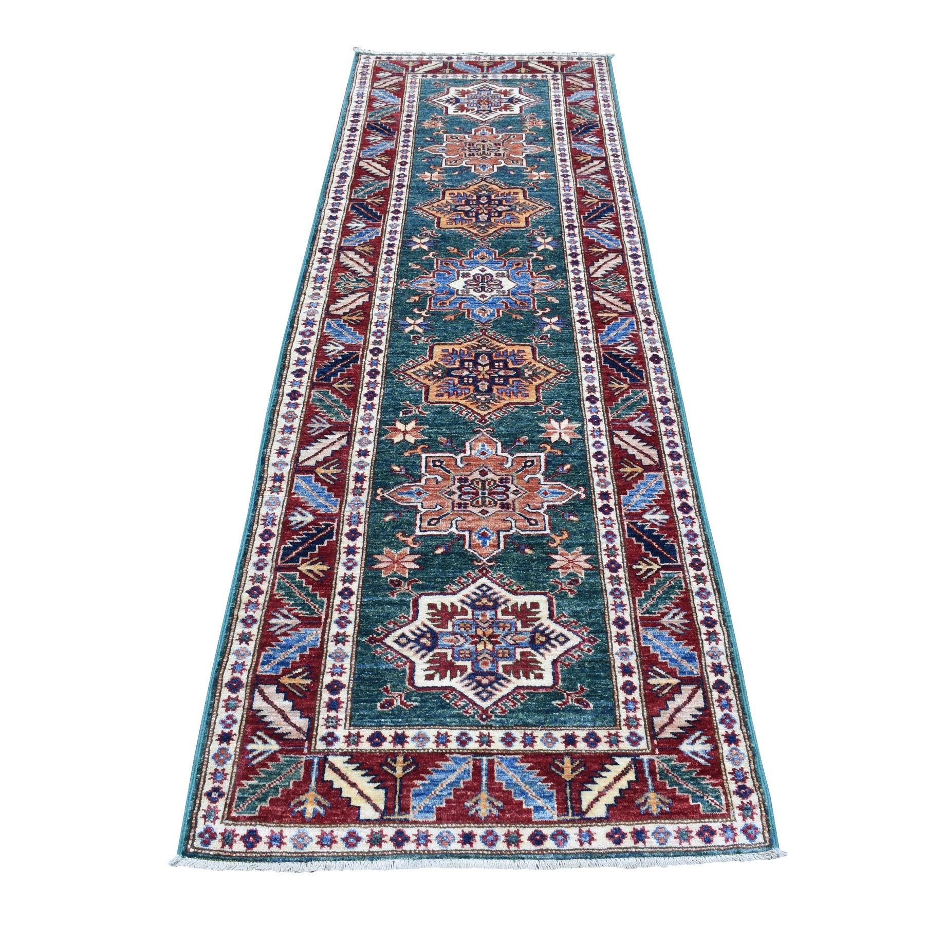Caucasian Collection Hand Knotted Green Rug No: 1136560