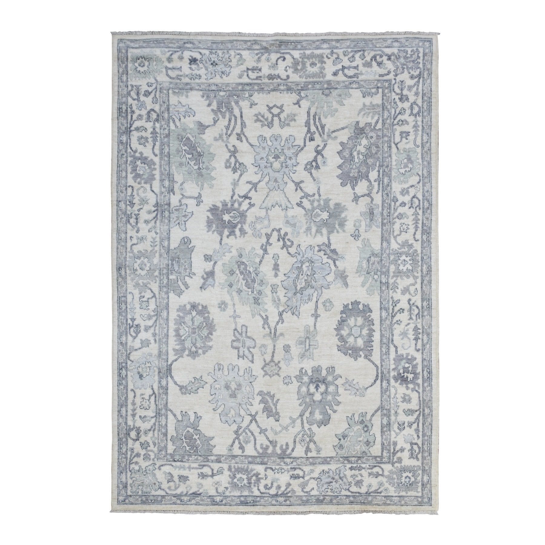 Agra And Turkish Collection Hand Knotted Ivory Rug No: 1136616