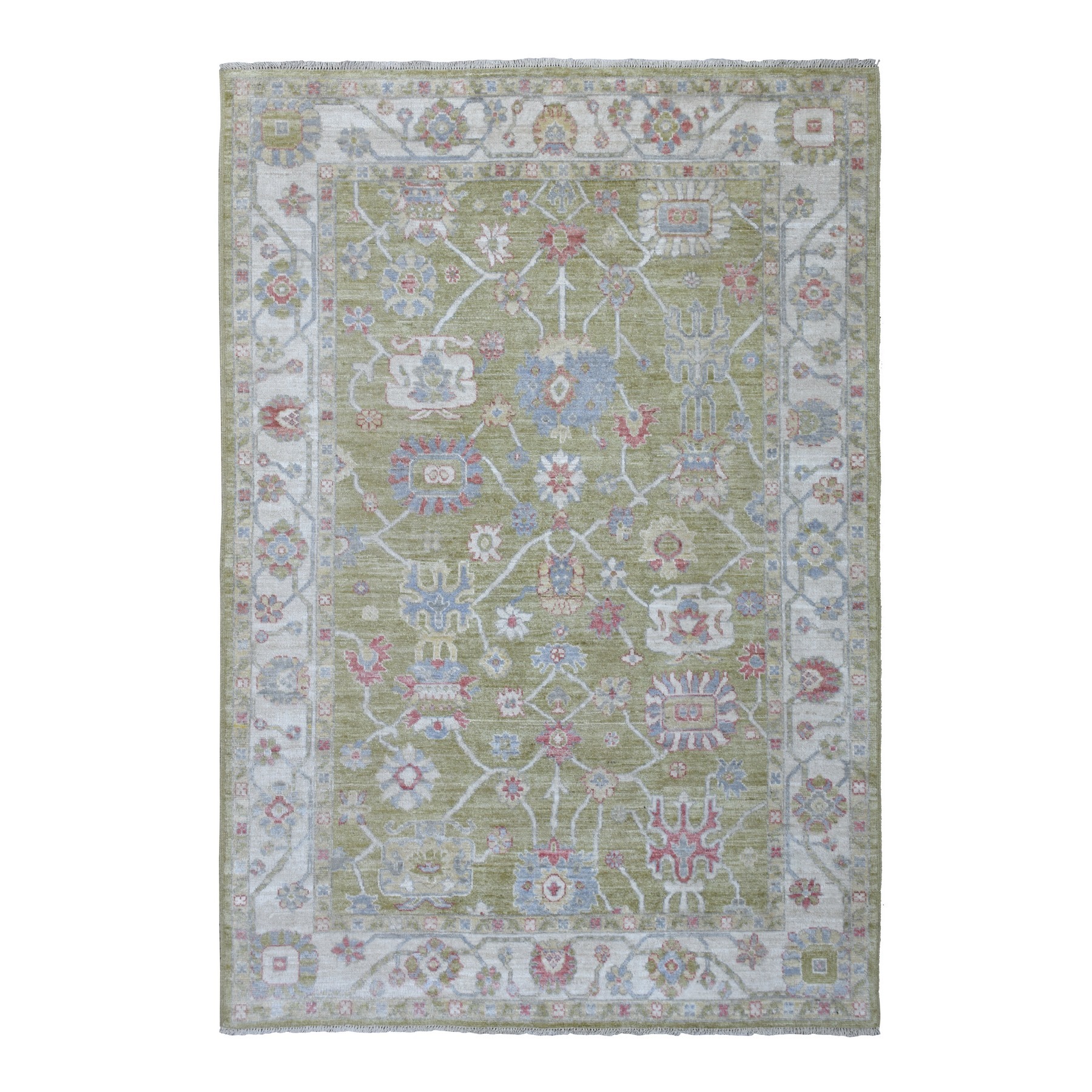 Agra And Turkish Collection Hand Knotted Green Rug No: 1136618