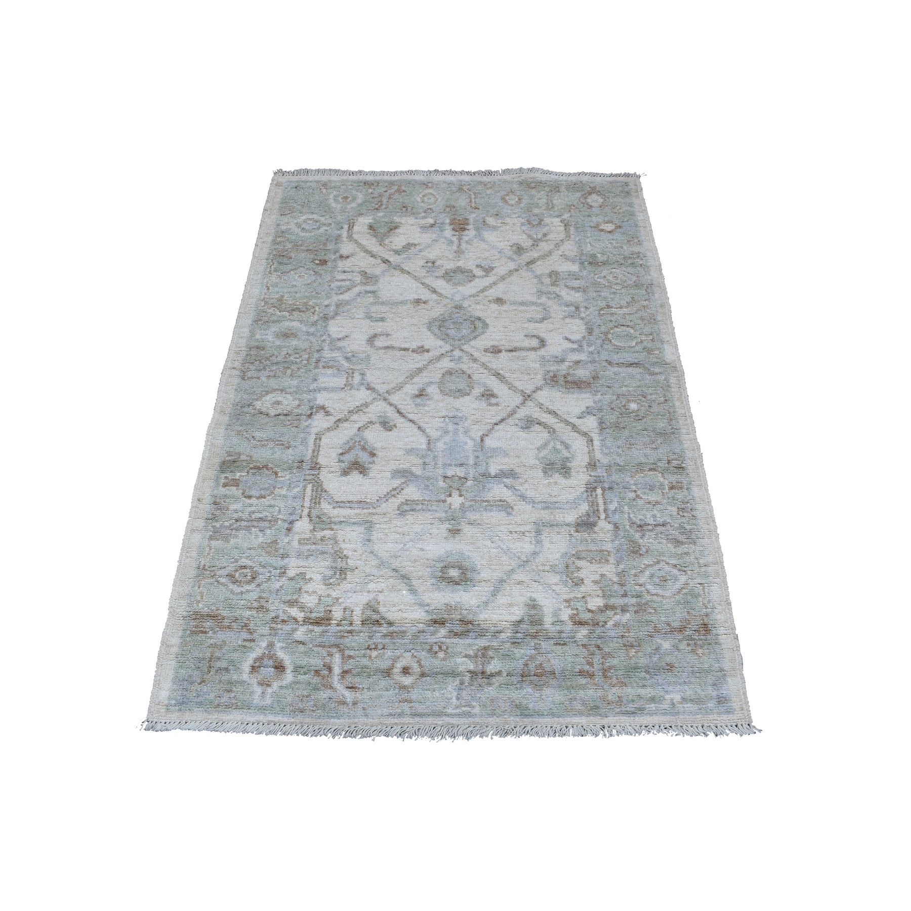 Agra And Turkish Collection Hand Knotted Ivory Rug No: 1136636