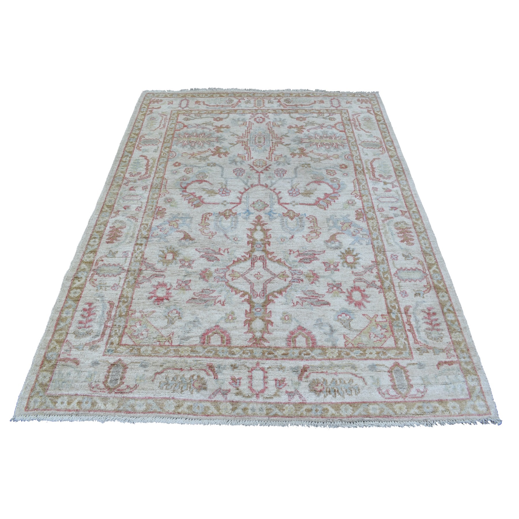Agra And Turkish Collection Hand Knotted Ivory Rug No: 1136640