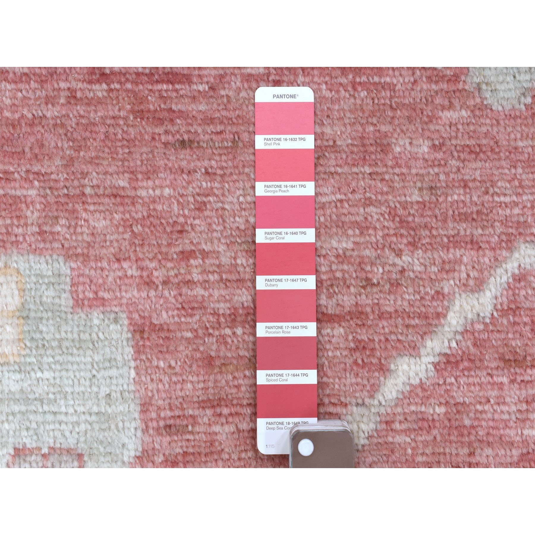 13'9"x19' Angora Oushak with Colorful Motifs Soft Afghan Wool Chestnut Pink Hand Knotted Oriental Oversized Rug Sh68347