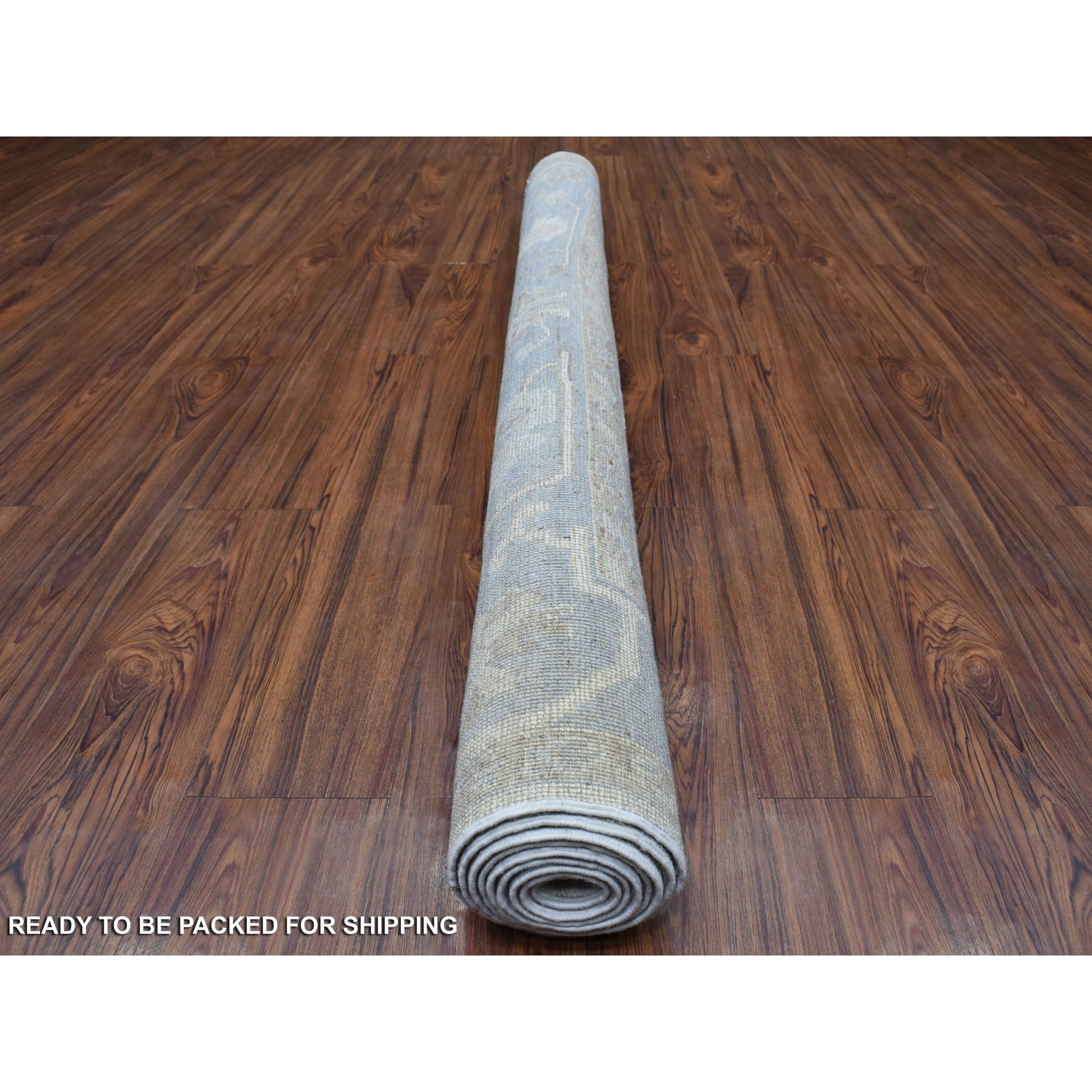 5'10"x8'9" Ivory with Soft Colors Pure Wool Angora Oushak with Leaf Design Hand Knotted Oriental Rug Sh68363
