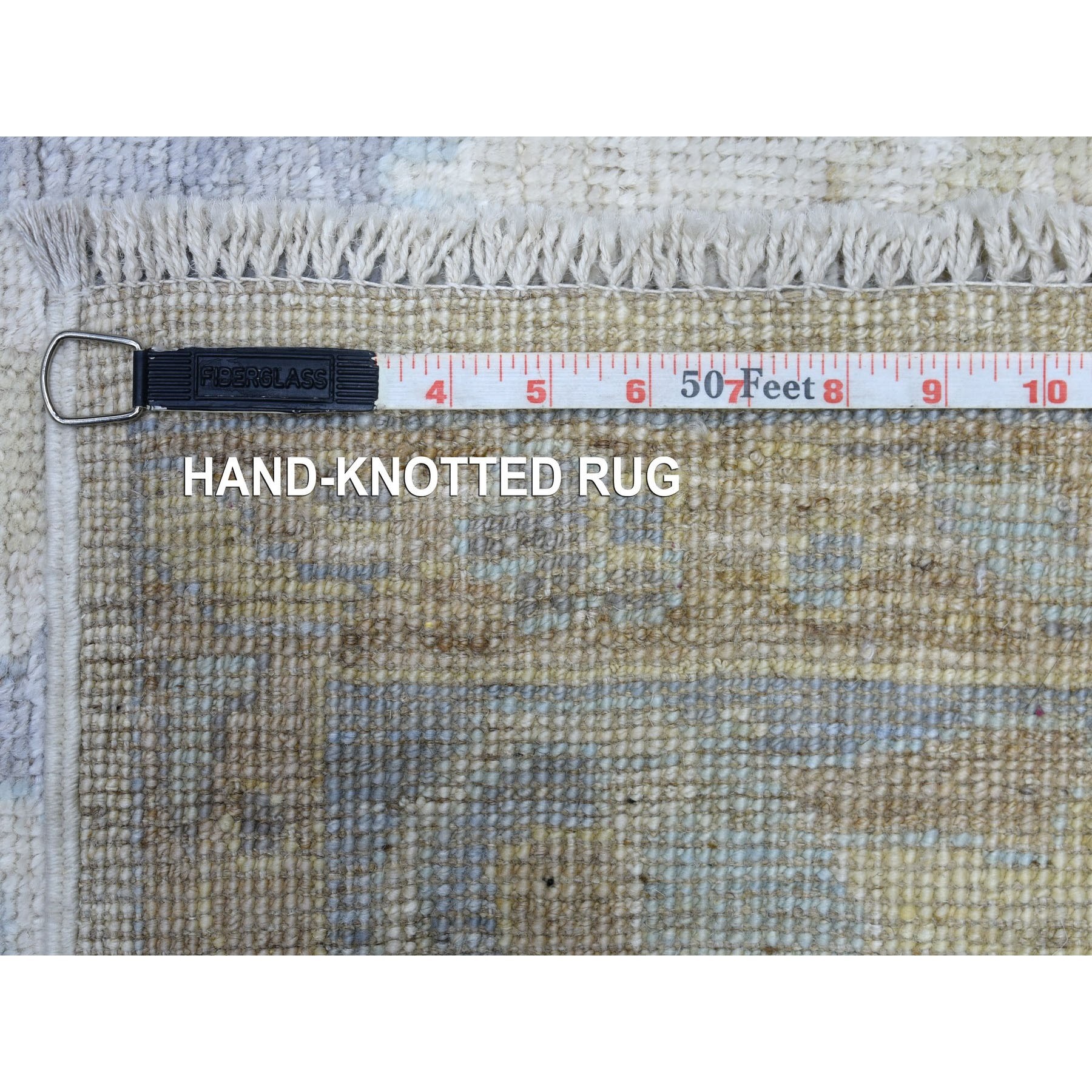 5'10"x8'9" Ivory with Soft Colors Pure Wool Angora Oushak with Leaf Design Hand Knotted Oriental Rug Sh68363