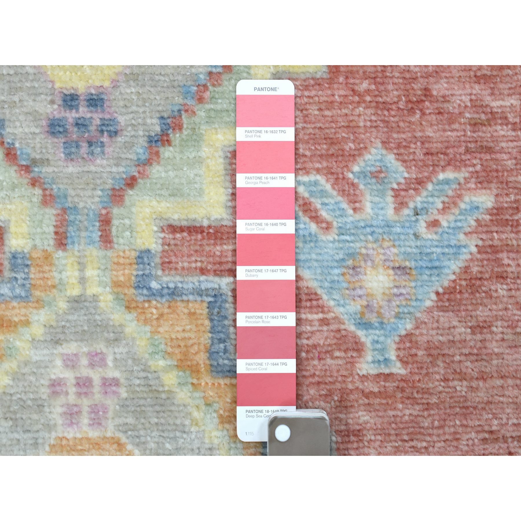 2'10"x9'6" Coral Red Afghan Angora Oushak with Geometric Medallions Design Soft Wool Hand Knotted Oriental Runner Rug Sh68985