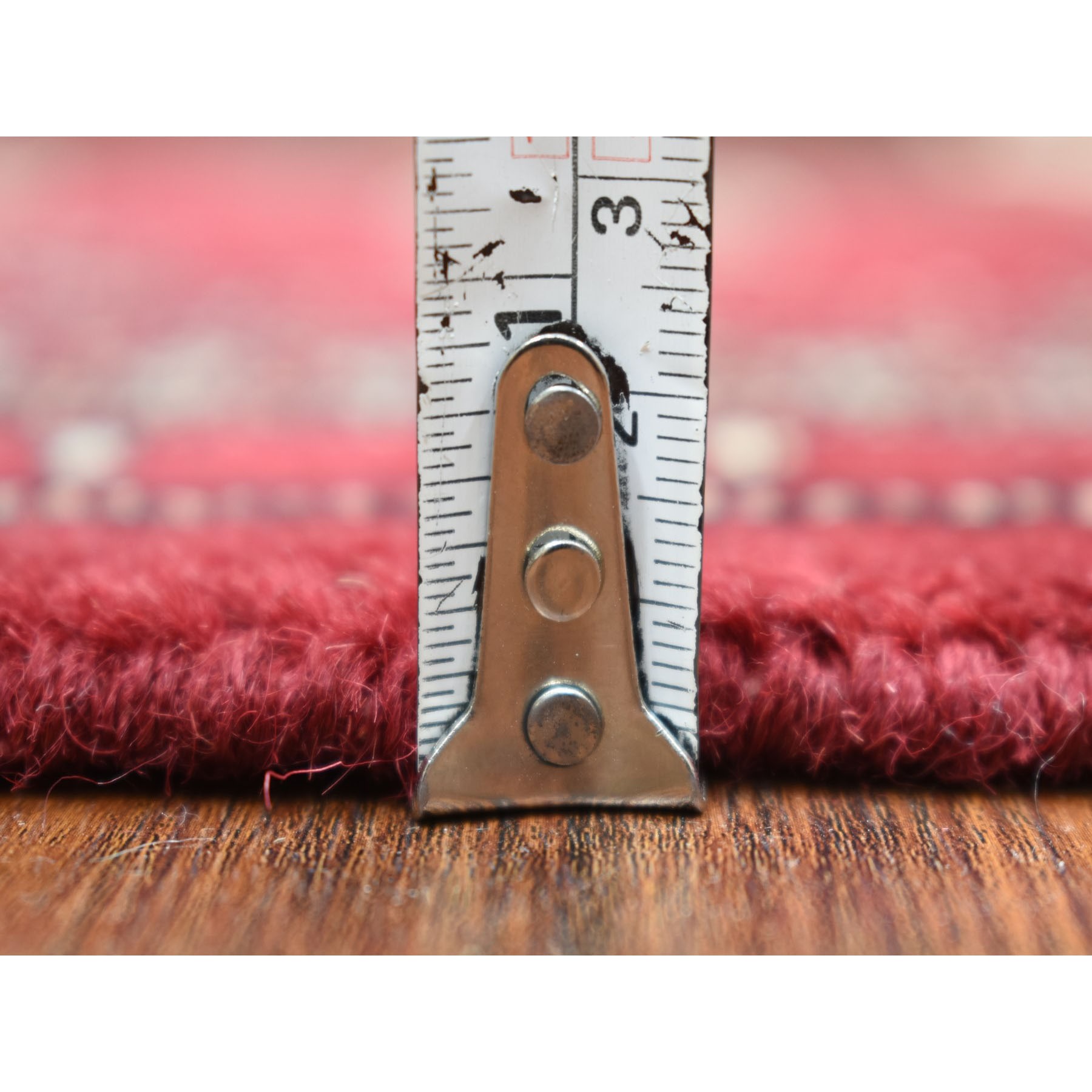 2'7"x3'9" Extra Soft Wool Hand Knotted Mori Bokara with Tribal Medallions Design Deep and Rich Red Oriental Rug Sh69214