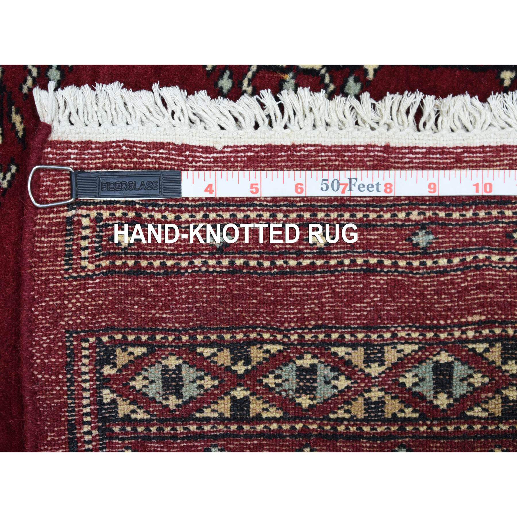 2'7"x3'9" Extra Soft Wool Hand Knotted Mori Bokara with Tribal Medallions Design Deep and Rich Red Oriental Rug Sh69214
