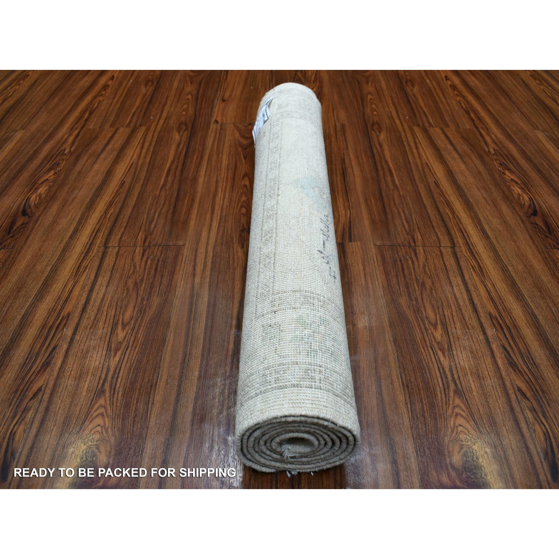 2'7"x5'10" Ivory Stone Wash Hand Knotted Peshawar with Subtle Design Soft Afghan Wool Oriental Runner Rug Sh70268