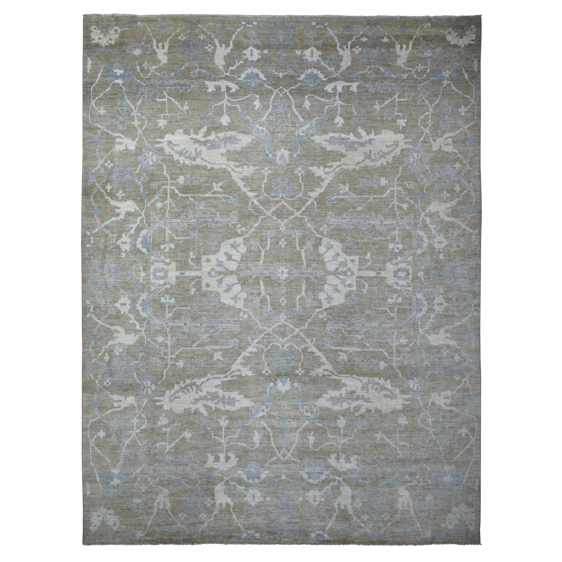 transitional Wool Hand-Knotted Area Rug 12'1