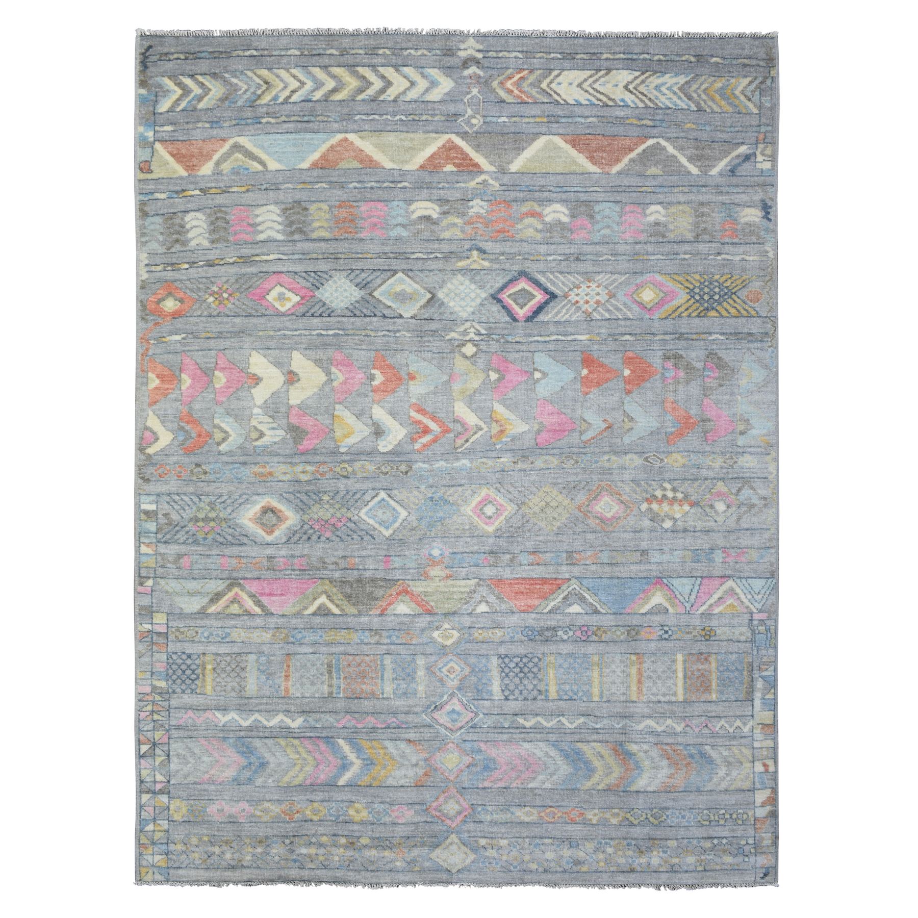 traditional Wool Hand-Knotted Area Rug 9'1